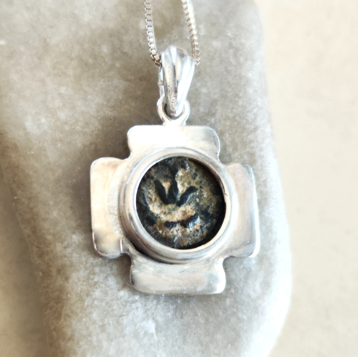 Sterling Silver Widow's Mite Coin Cross Pendant: Antique Christian Jewelry Barr Designs