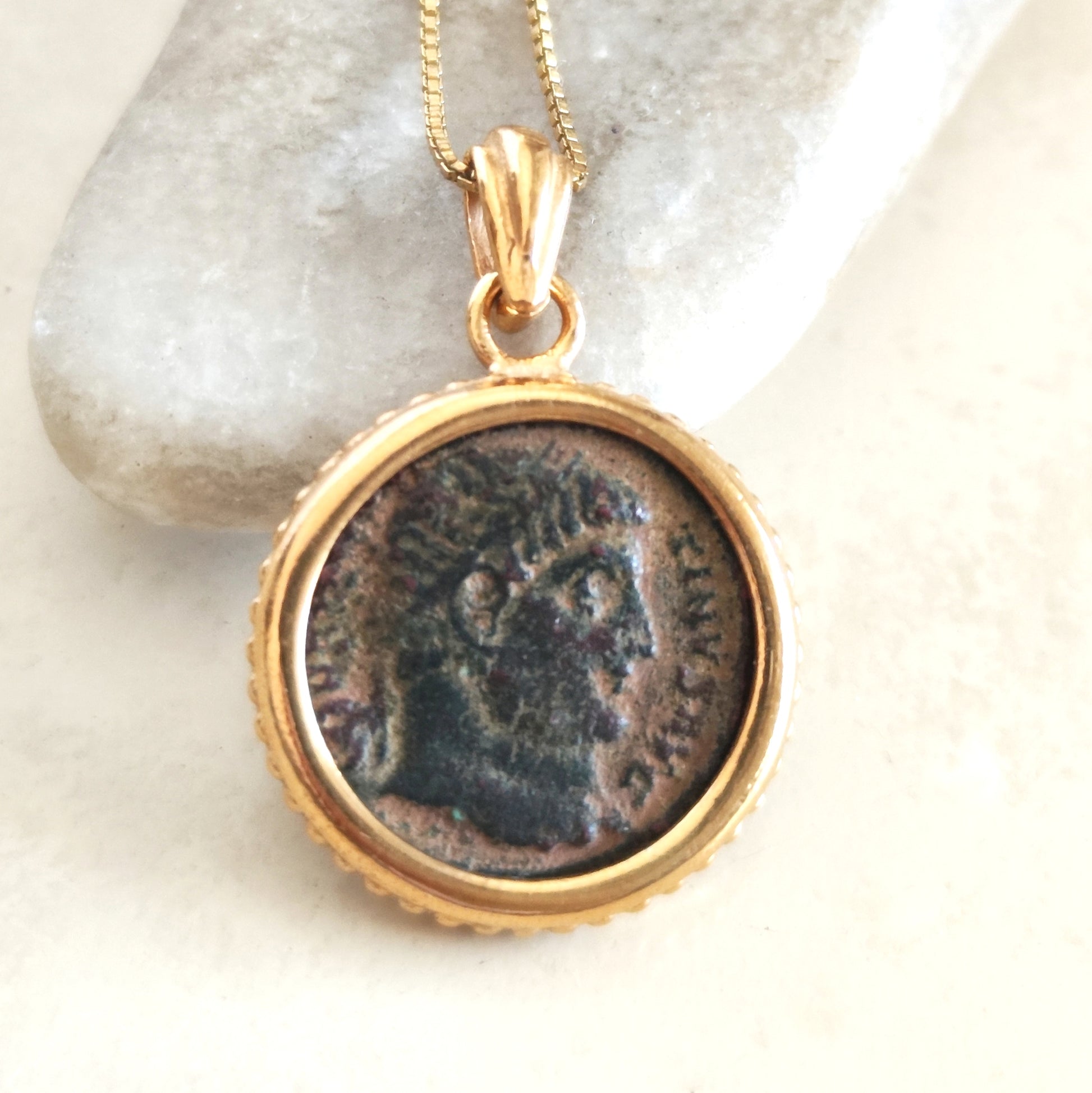 Constantine The Great Roman Coin Pendant, 18K Gold Plated Sterling Silver, Christian Jewelry Barr Designs