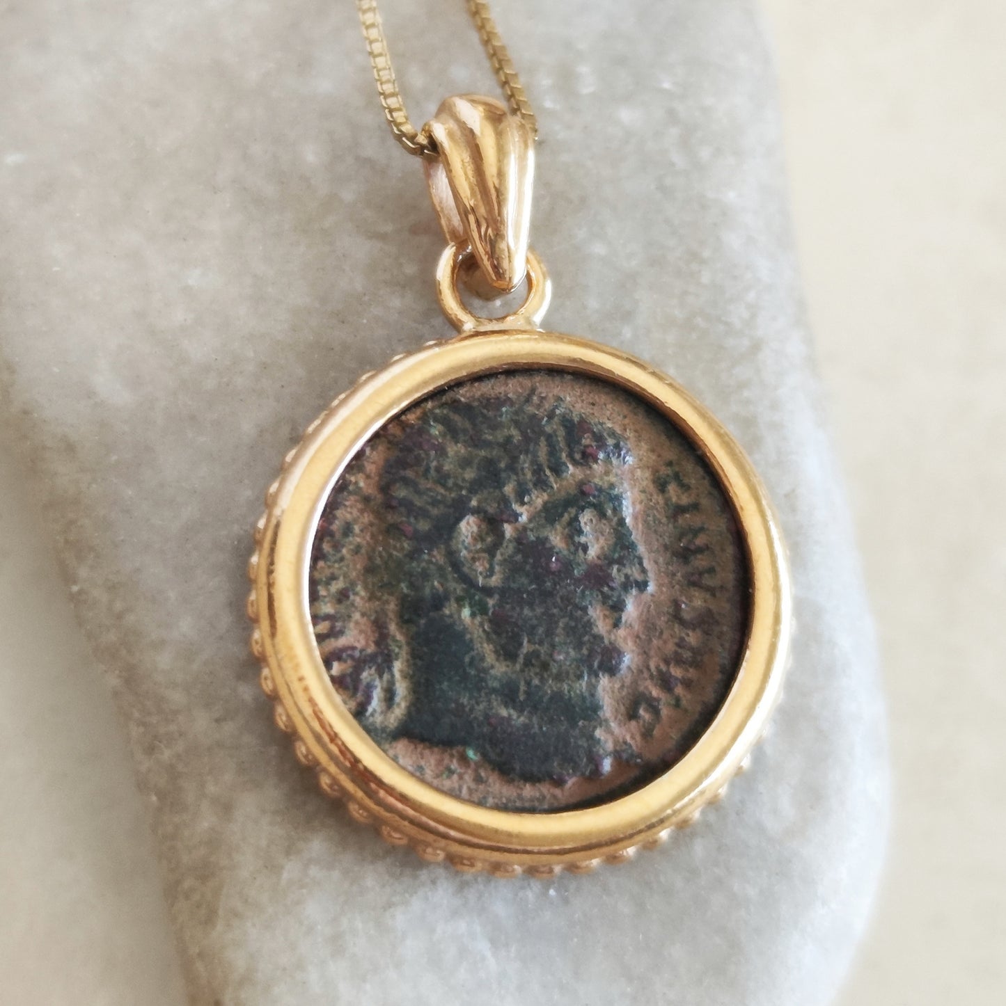 Constantine The Great Roman Coin Pendant, 18K Gold Plated Sterling Silver, Christian Jewelry Barr Designs