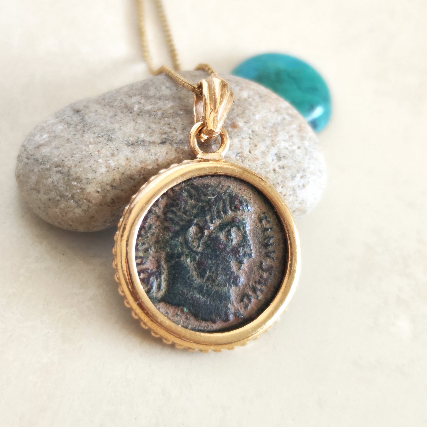 Constantine The Great Roman Coin Pendant, 18K Gold Plated Sterling Silver, Christian Jewelry Barr Designs