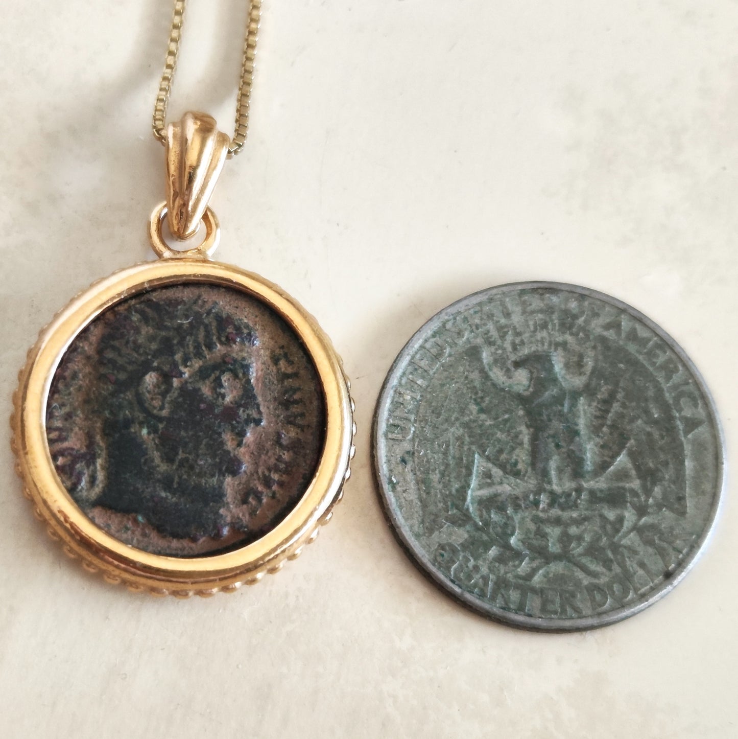 Constantine The Great Roman Coin Pendant, 18K Gold Plated Sterling Silver, Christian Jewelry Barr Designs