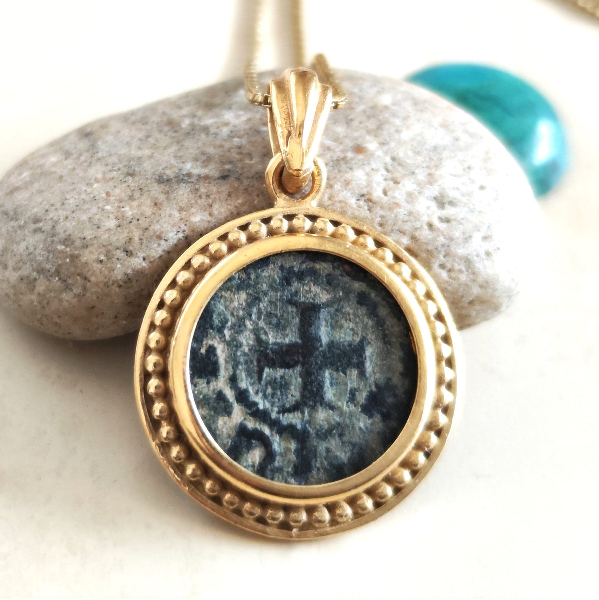 13th Century Armenian Crusader Coin set in Gold Plated Pendant