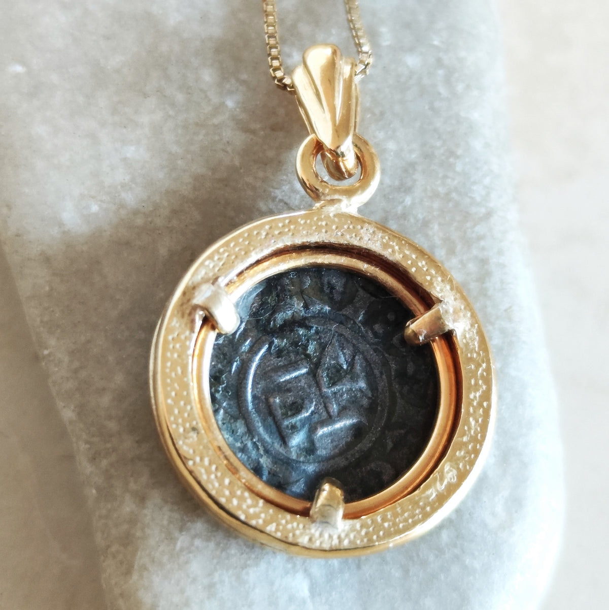 Medieval Crusader Coin Necklace, Knights of Cyprus Cross Denier Coin Pendant, Gold Plated Barr Designs
