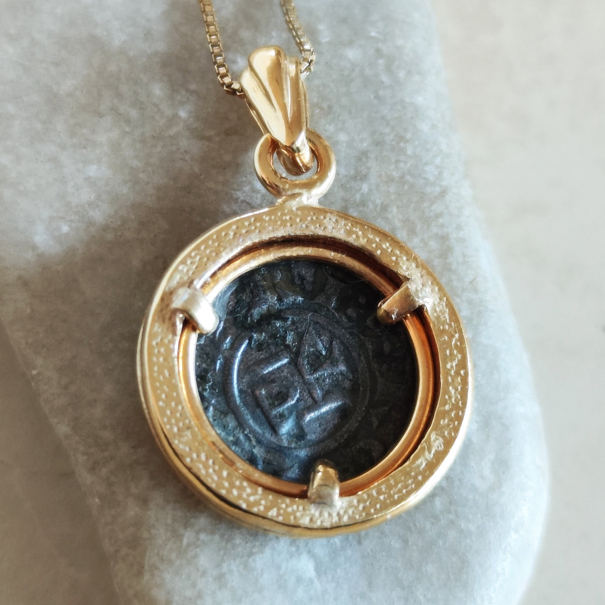 Medieval Crusader Coin Necklace, Knights of Cyprus Cross Denier Coin Pendant, Gold Plated Barr Designs