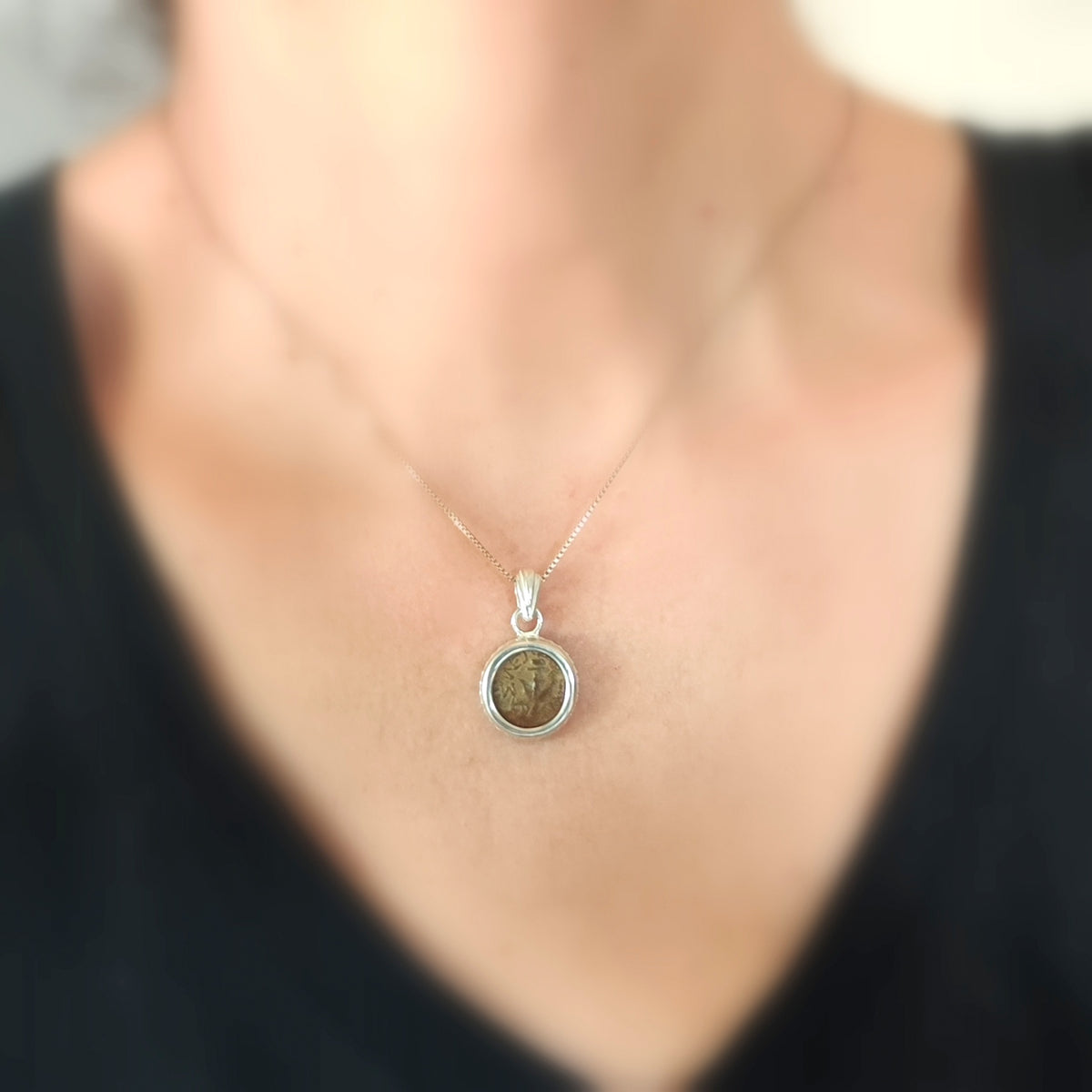 Widow's Mite Biblical Coin Silver Necklace, Authentic Coin Pendant, New Testament Christian Jewelry Barr Designs