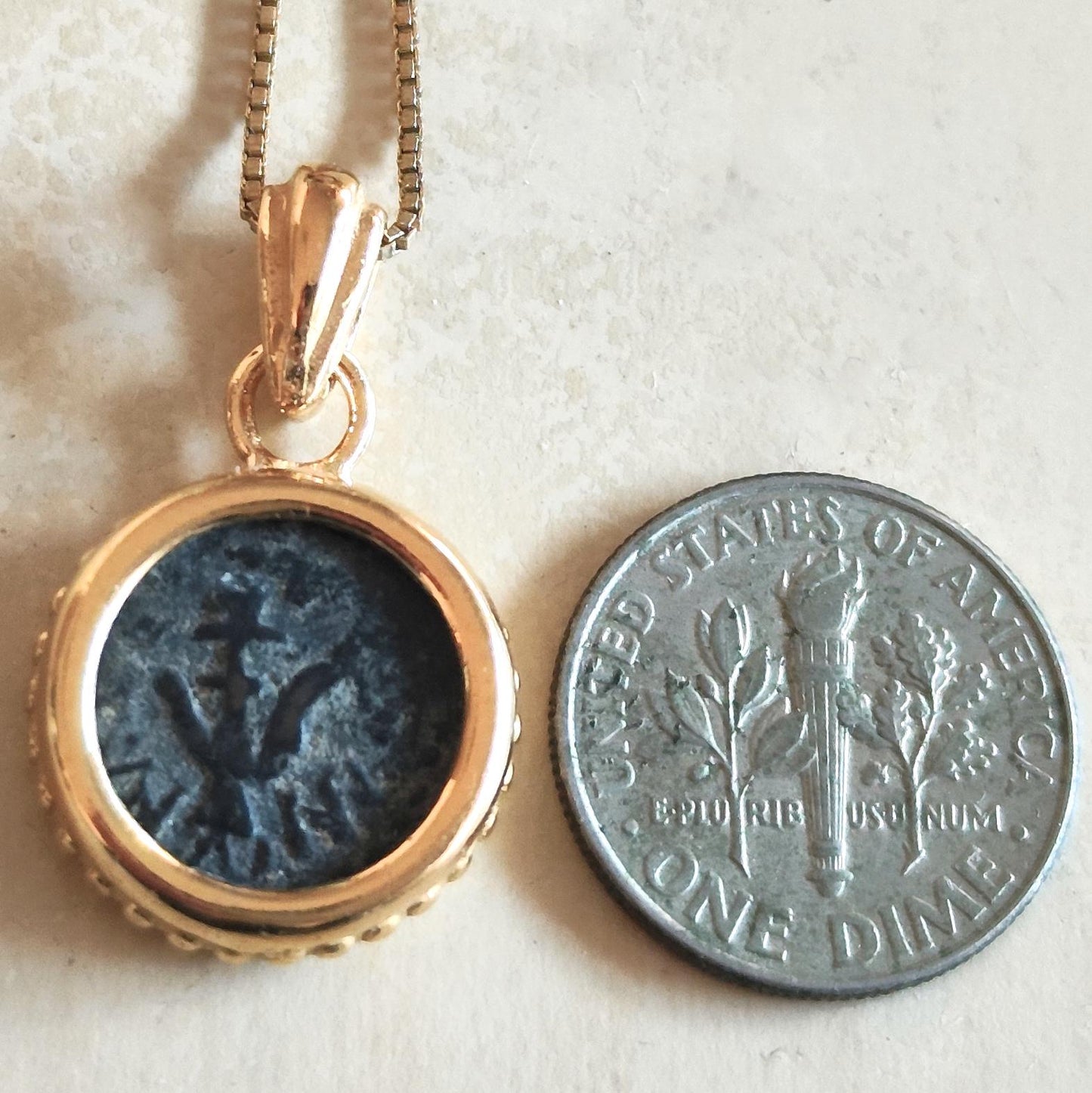 Widow's Mite Coin Necklace: Authentic Biblical Small Pendant in 18K Gold & Sterling Silver Barr Designs