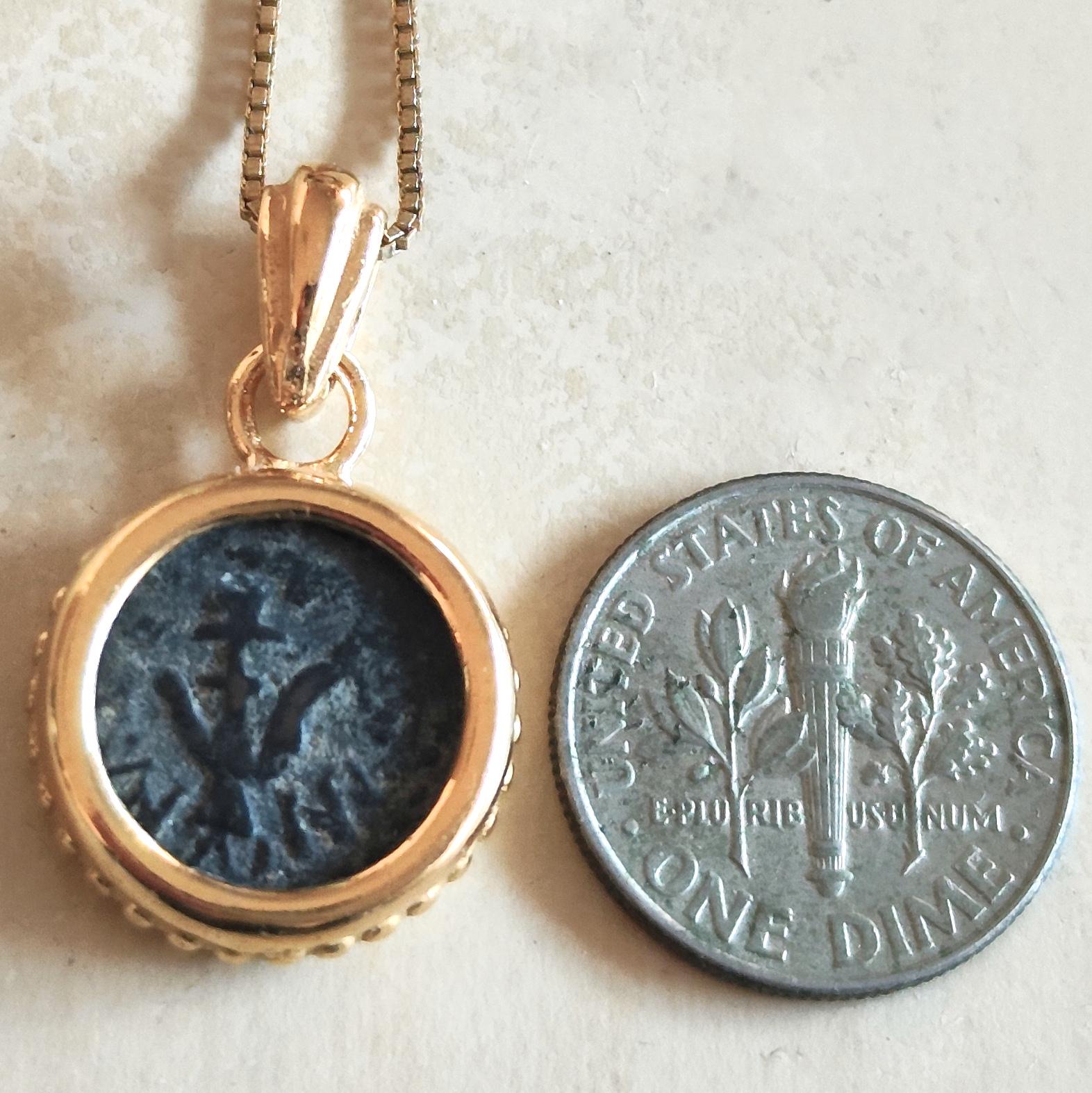 Widow's Mite Coin Necklace: Authentic Biblical Small Pendant in 18K Gold & Sterling Silver Barr Designs