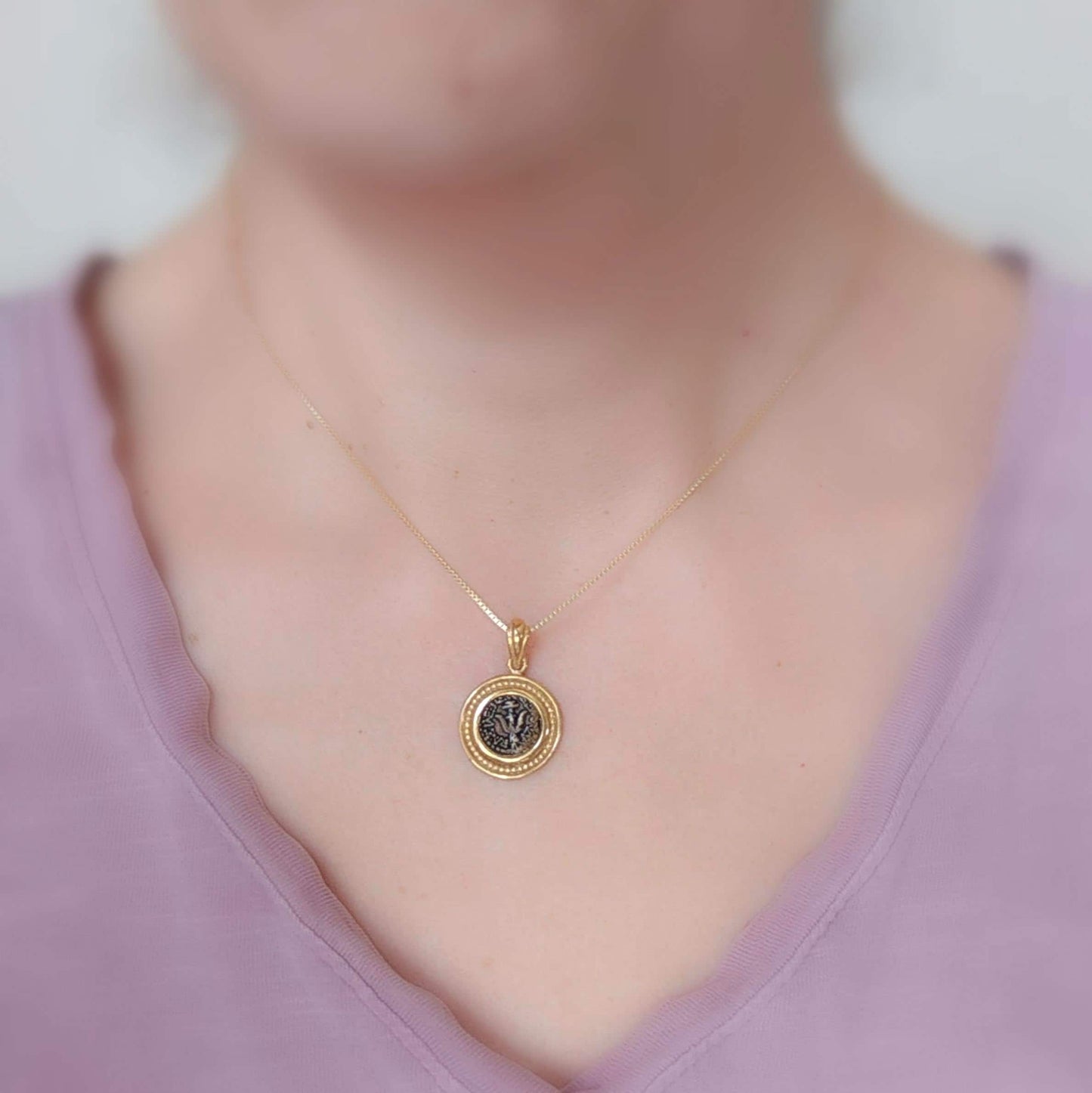 Widow's Mite Coin Replica Necklace: 18K Gold Plated Sterling Silver Pendant, Bible Jesus Coin Barr Designs