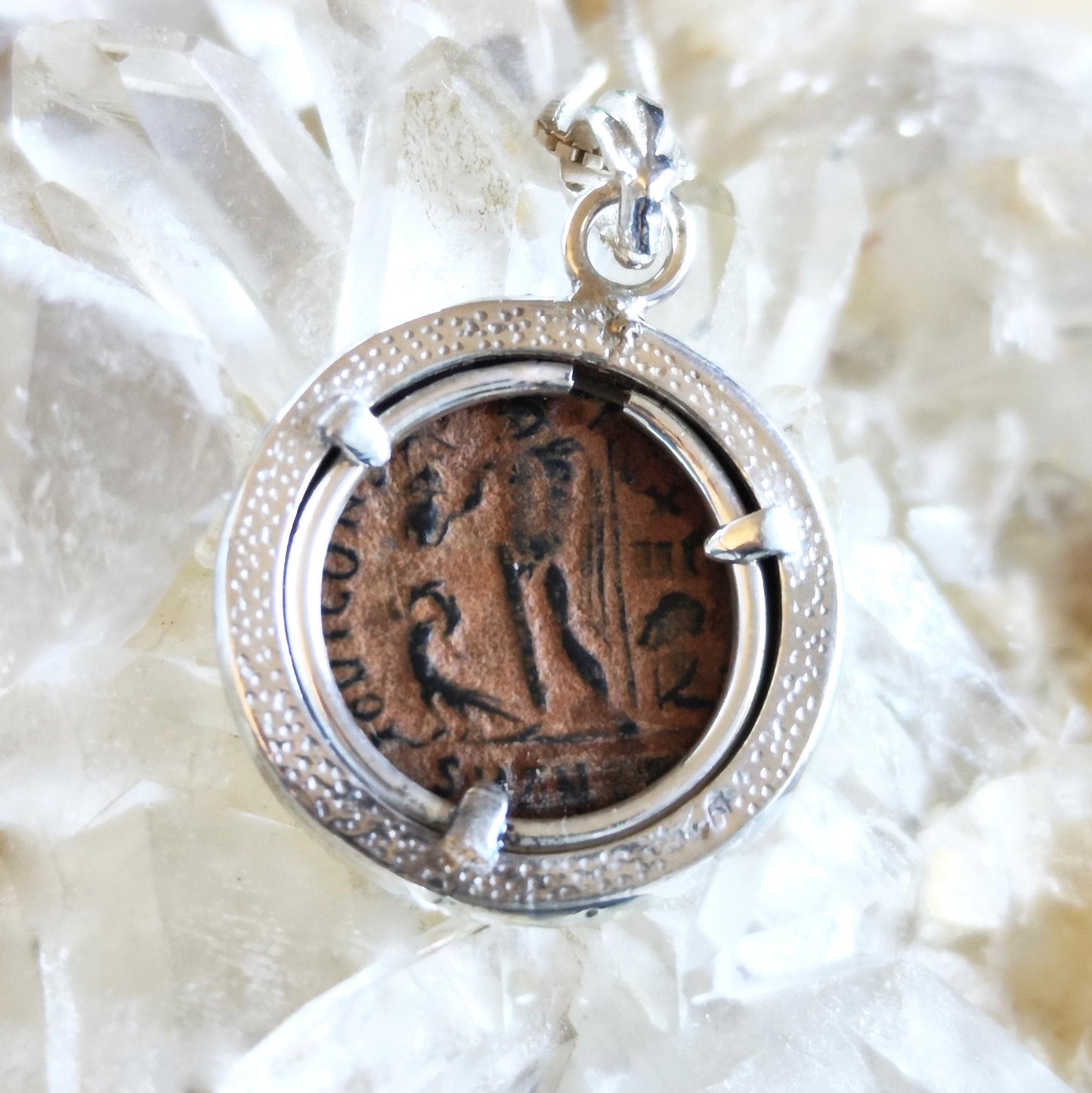 Genuine Roman Coin Pendant, Emperor Constantine I Roman Coin Necklace, Ancient Coin Necklace, Vintage Jewelry, Roman God Jupiter