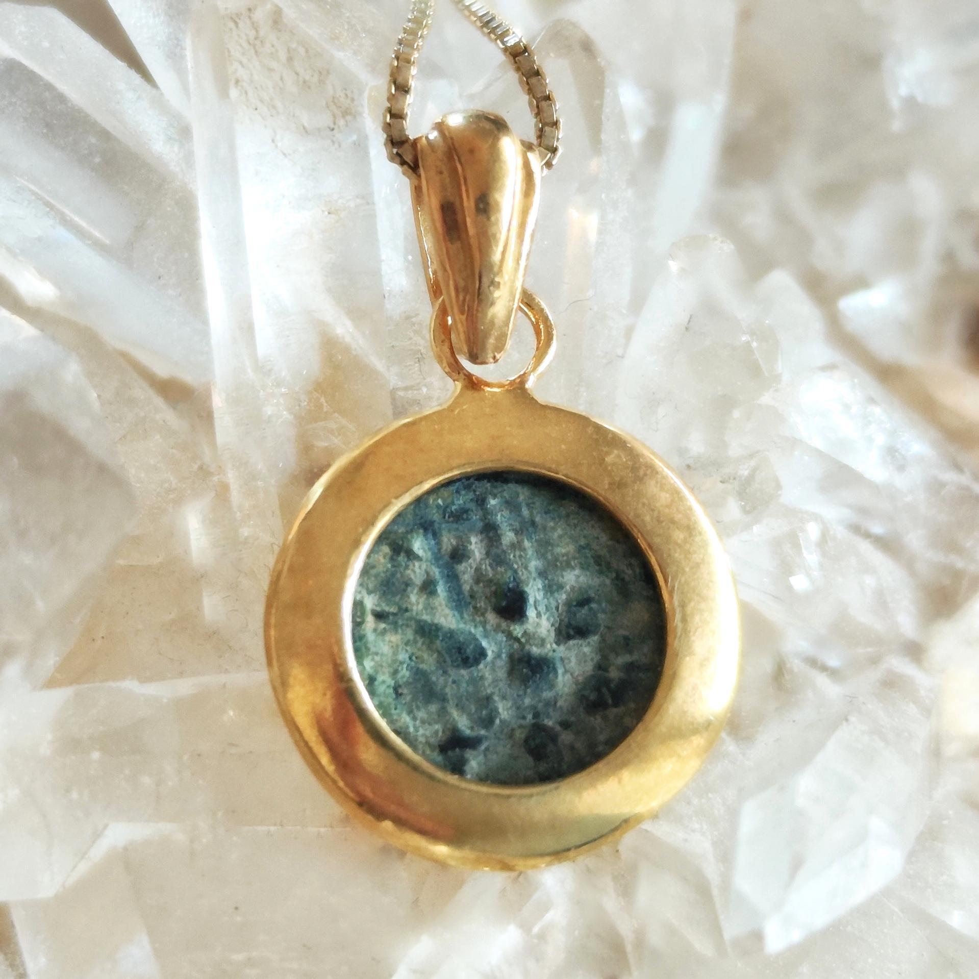 Antique Widow's Mite Coin Pendant: 18K Gold Plated Sterling Silver, Bible Gift Barr Designs