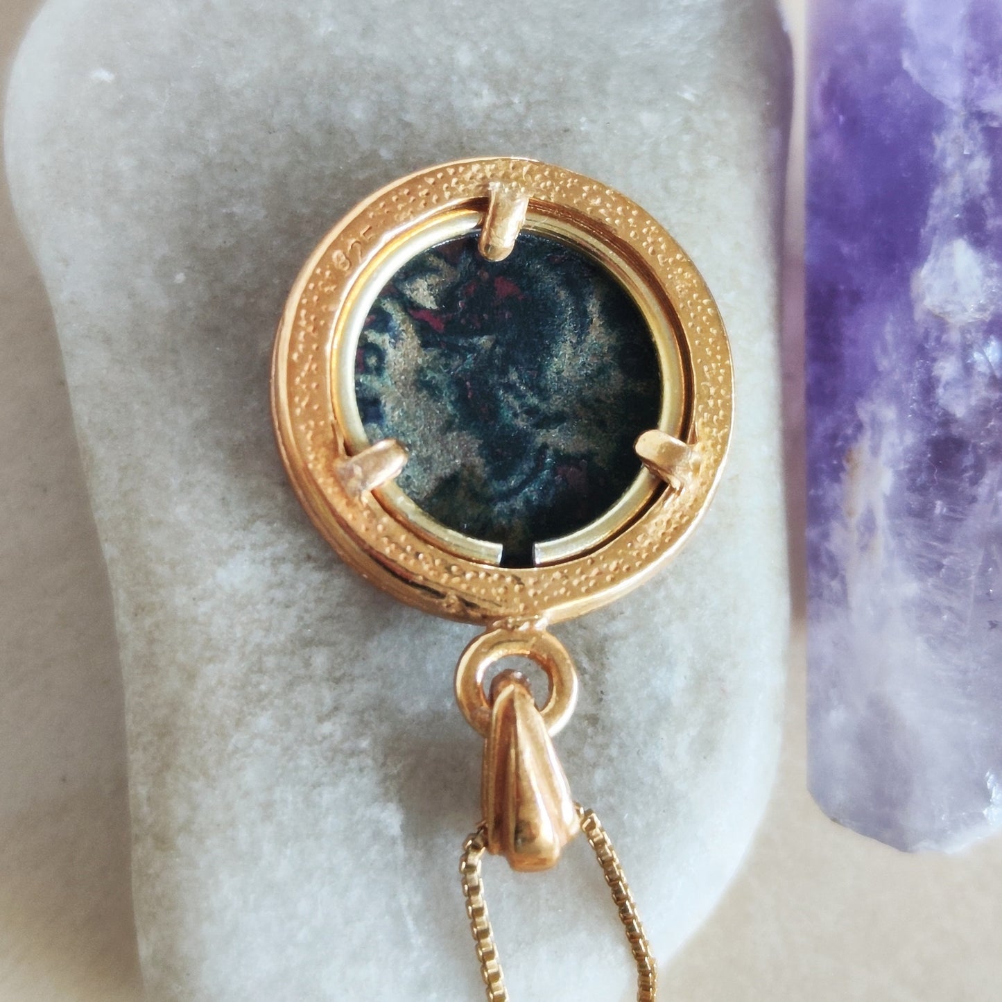 Genuine Roman Romulus & Remus coin necklace, Vintage Coin Pendant, women medallion jewelry, antique Constantine She wolf bronze coin