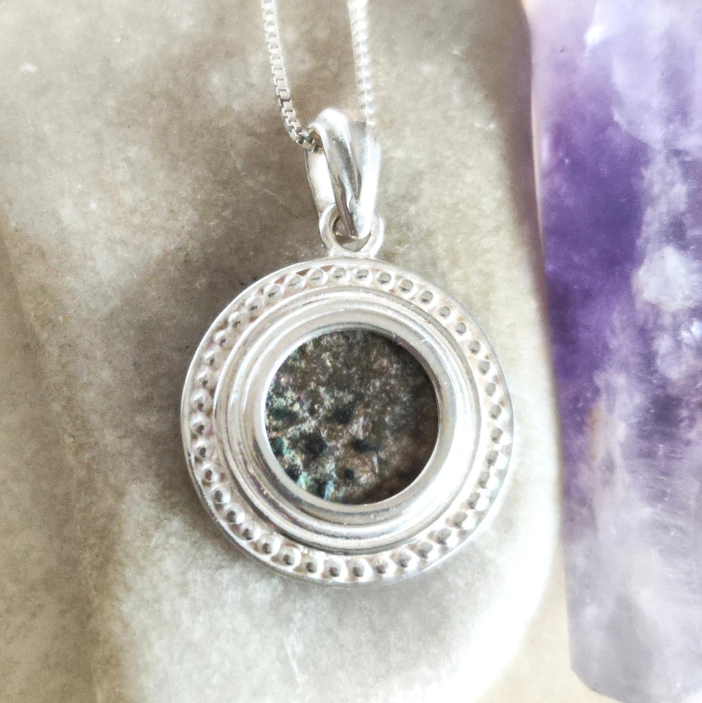 Genuine Widow's Mite Pendant, Ancient Coin Necklace, Vintage Silver Coin Pendant, Widow Mite Jewelry, Jesus Christian coin, Vintage Jewelry
