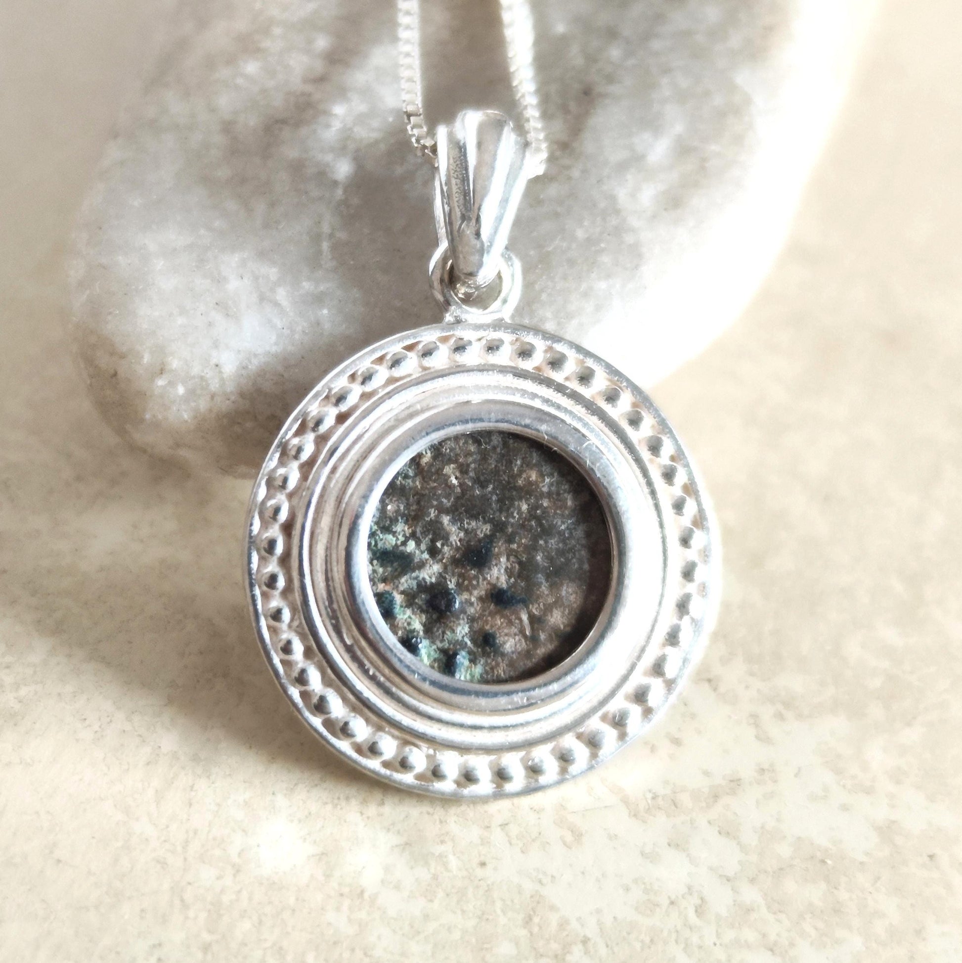 Widow's Mite Pendant: Ancient Bronze Coin, Sterling Silver Christian Necklace Barr Designs