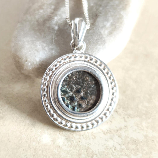 Widow's Mite Pendant: Ancient Bronze Coin, Sterling Silver Christian Necklace Barr Designs