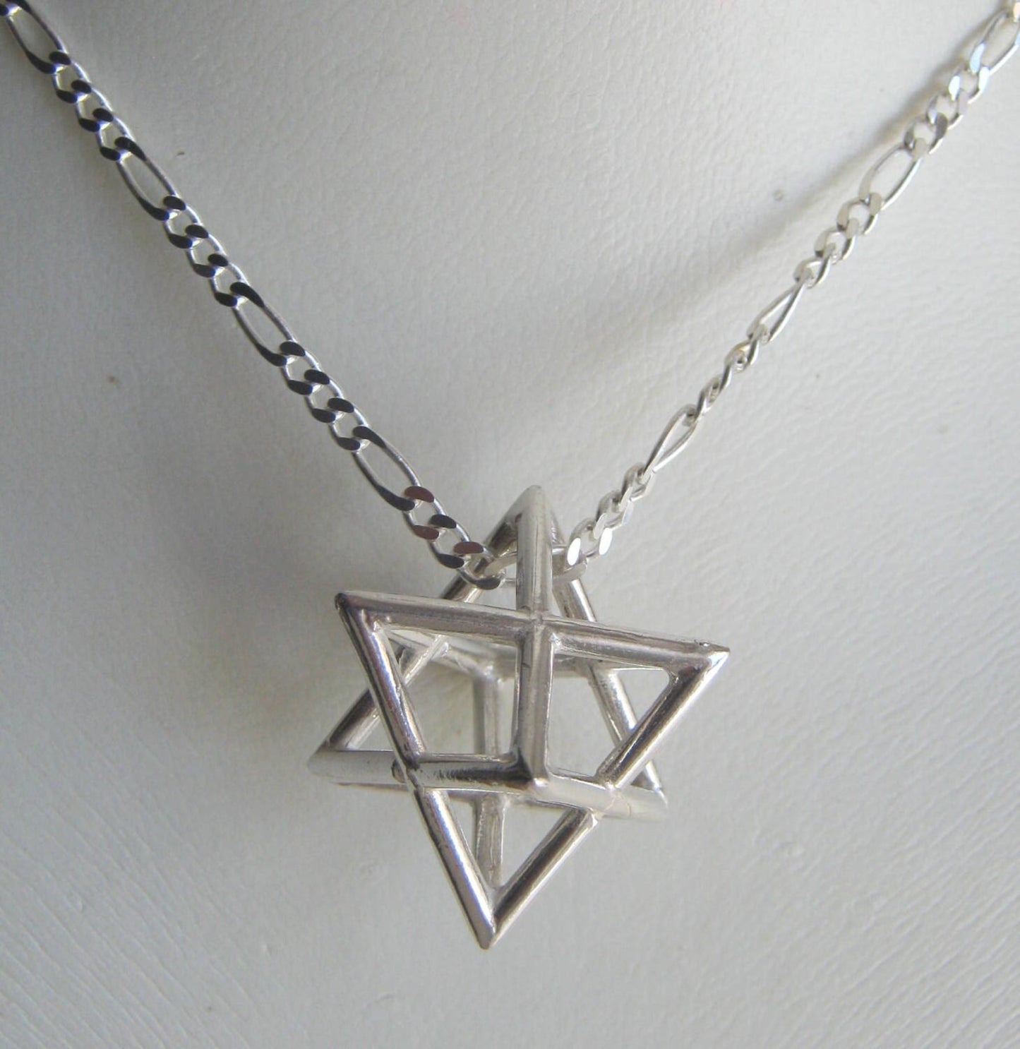 Silver Merkaba Necklace, Kabbalah Pendant, Kabbalah Necklace, Sacred Geometry Pendant, Mystic Jewelry, Jewish Jewelry, Energy Necklace