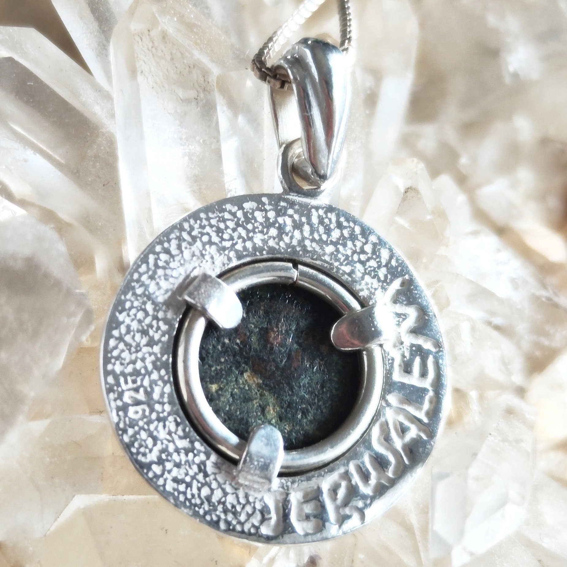 Genuine Widow's Mite Pendant, Ancient Coin Silver Necklace, Jesus Christian Jewelry Barr Designs