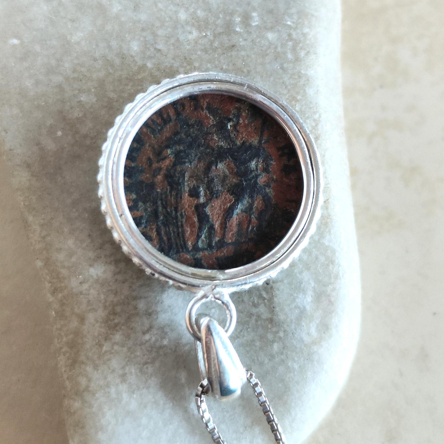 Antique Roman Coin Silver Necklace: Son of Constantine Medallion, Ancient Constans Constantius II Pendant Barr Designs