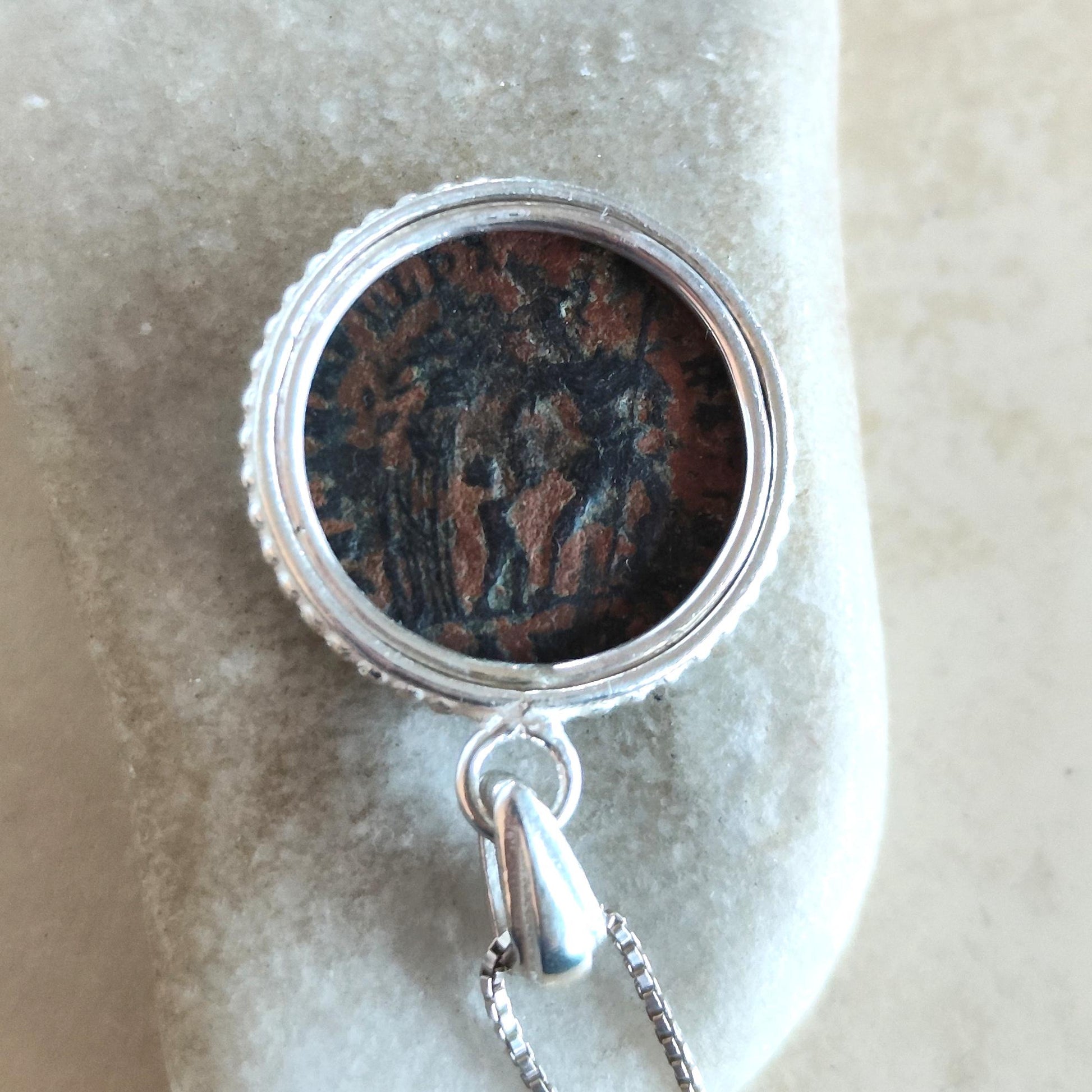 Antique Roman Coin Silver Necklace: Son of Constantine Medallion, Ancient Constans Constantius II Pendant Barr Designs