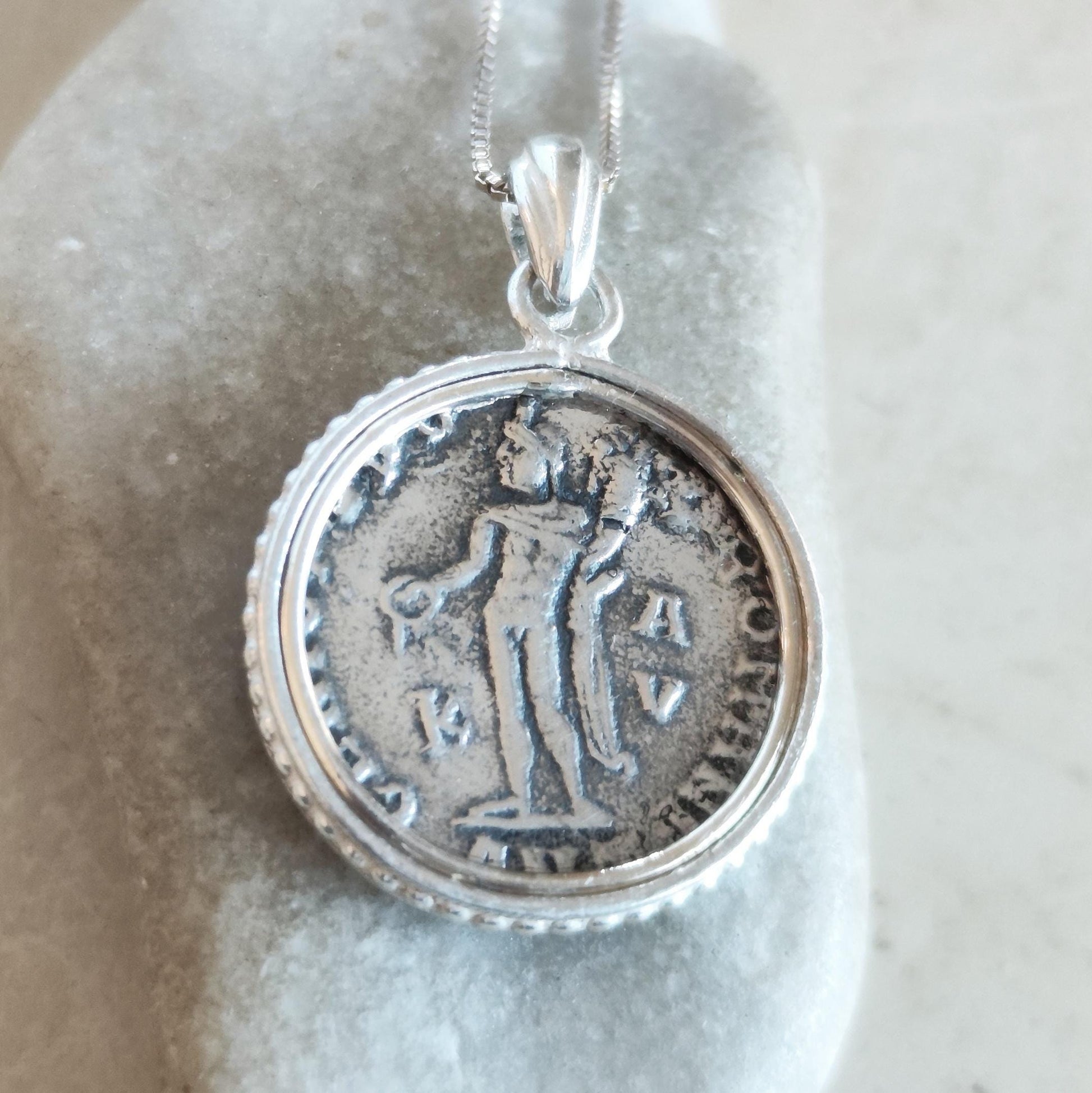 Silver Coin Necklace for Men: Roman Emperor Diocletian Replica Coin Pendant Barr Designs