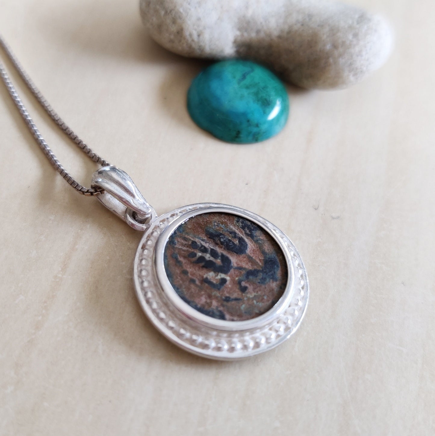 Ancient Jewish Roman coin silver Medallion, Certified King Herod Agrippa Coin Pendant
