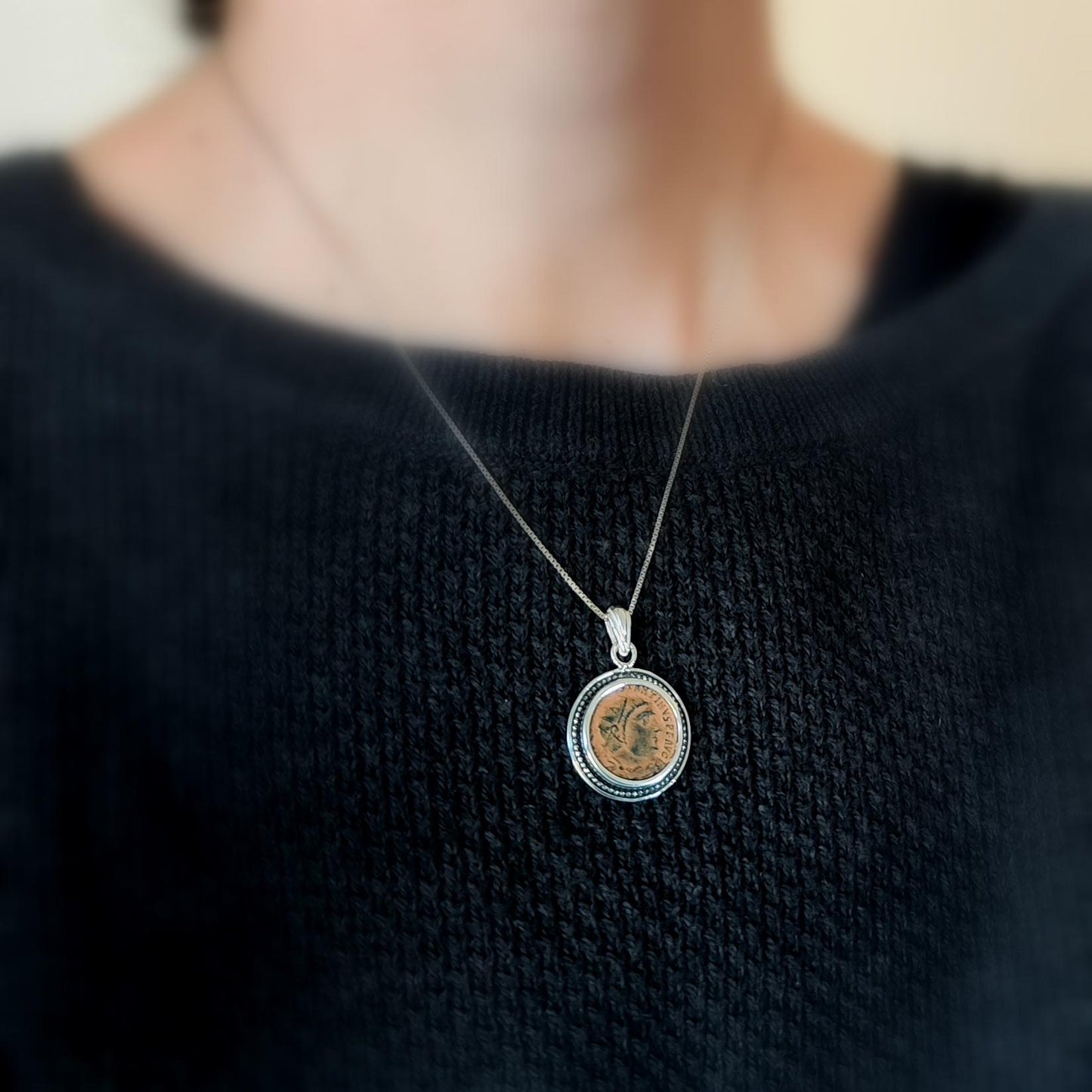 Genuine Roman Coin Pendant, Emperor Constantine I Roman Coin Necklace, Ancient Coin Necklace, Vintage Jewelry, Roman God Jupiter