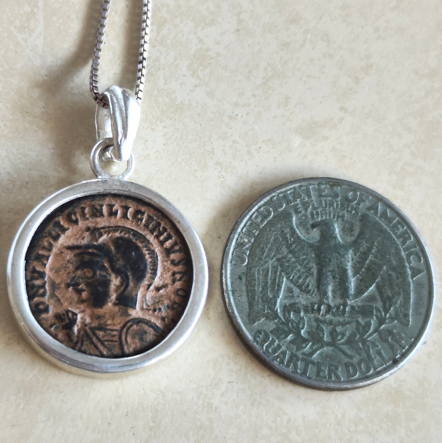 Coin Necklace For Men, Genuine Roman Coin Silver Medallion, Emperor Licinius I Coin Pendant, Vintage Style Gift Idea, Antique Unisex Charm