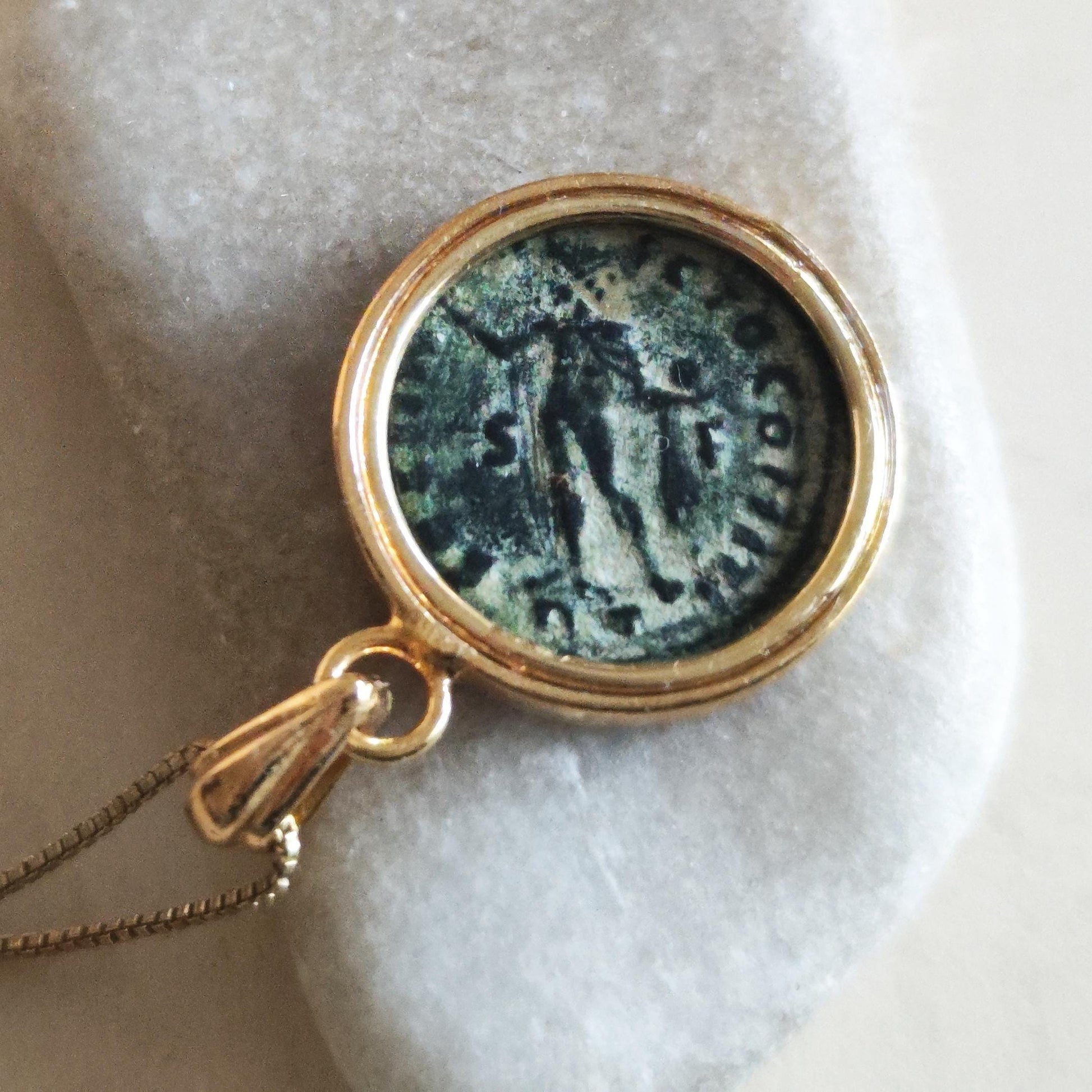 Ancient Roman Coin Necklace: Emperor Licinius 4th Century, Gold Plated Medallion Pendant Barr Designs