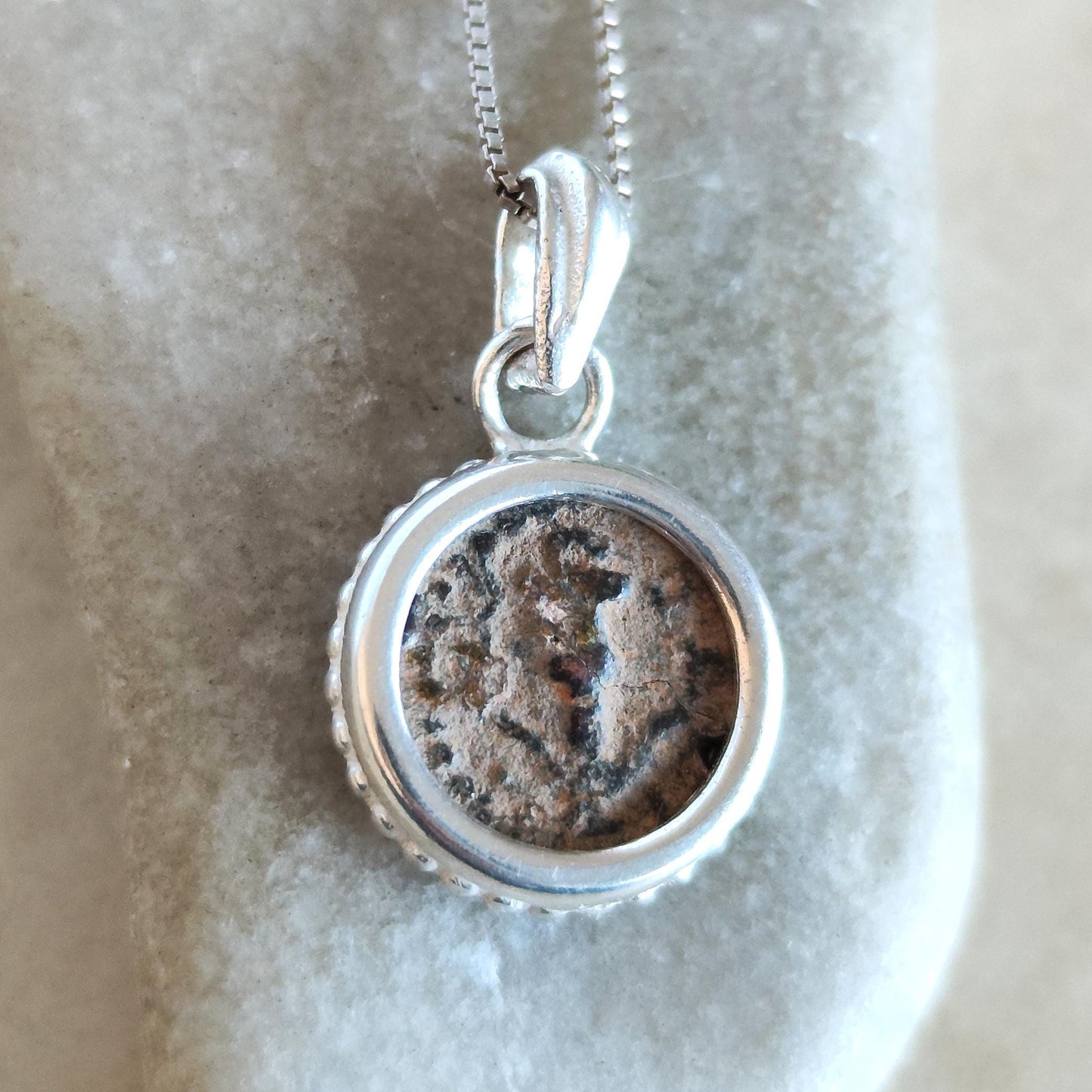 King Herod The Great Antique Coin Silver Pendant, Jesus Time Coin Medallion, Jewish Roman Cornucopia Coin
