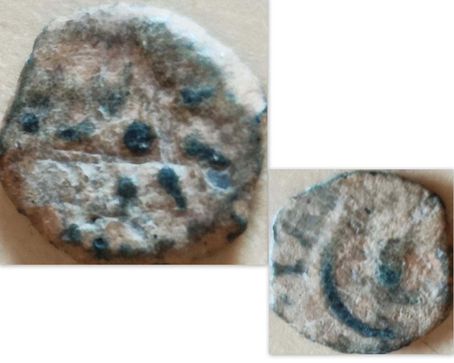 Antique widow's mite coin necklace, Biblical Coin Medallion, Ancient Judea bronze Prutah, Christian Jesus jewelry