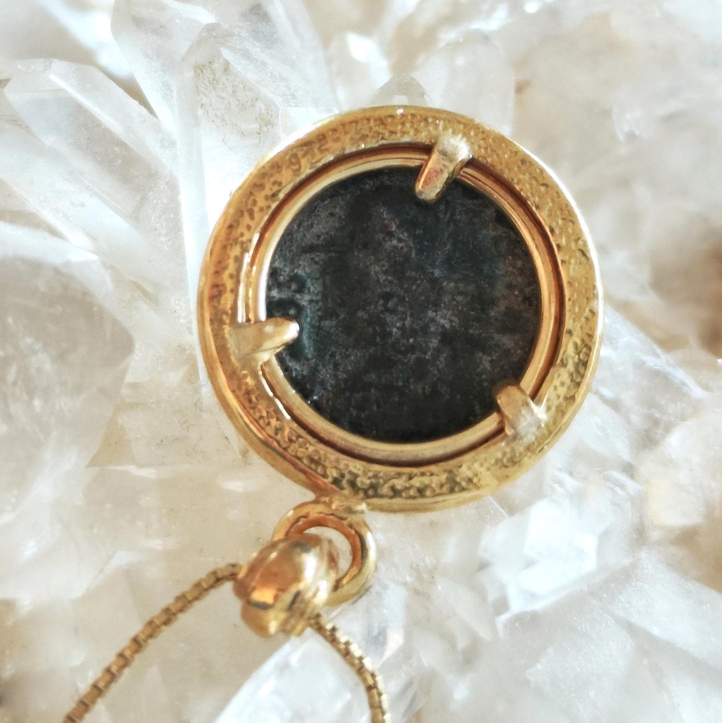 Antique Roman Coin Medallion Necklace: Romulus & Remus with She Wolf, Gold Plated Bezel Barr Designs