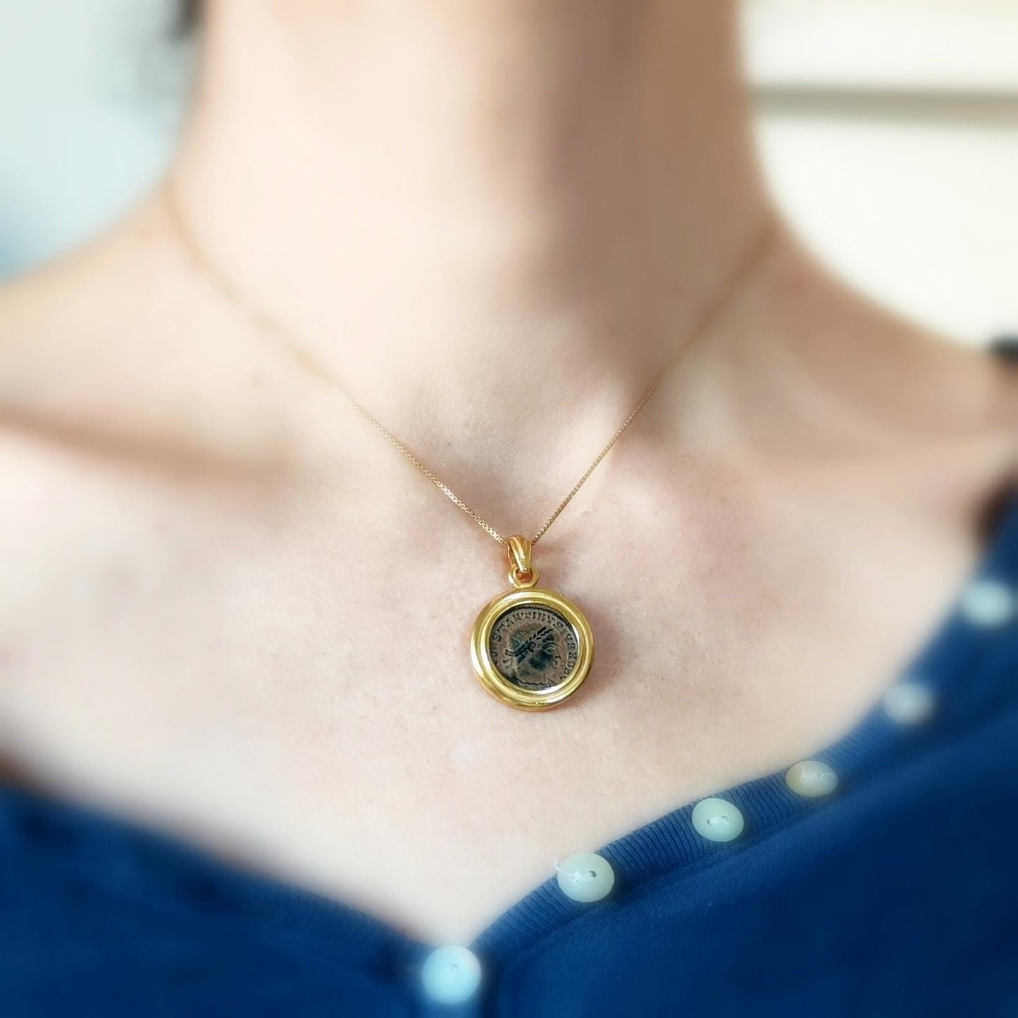 Genuine Roman Coin Pendant featuring Emperor Constantine II, Ancient Coin Vintage Necklace