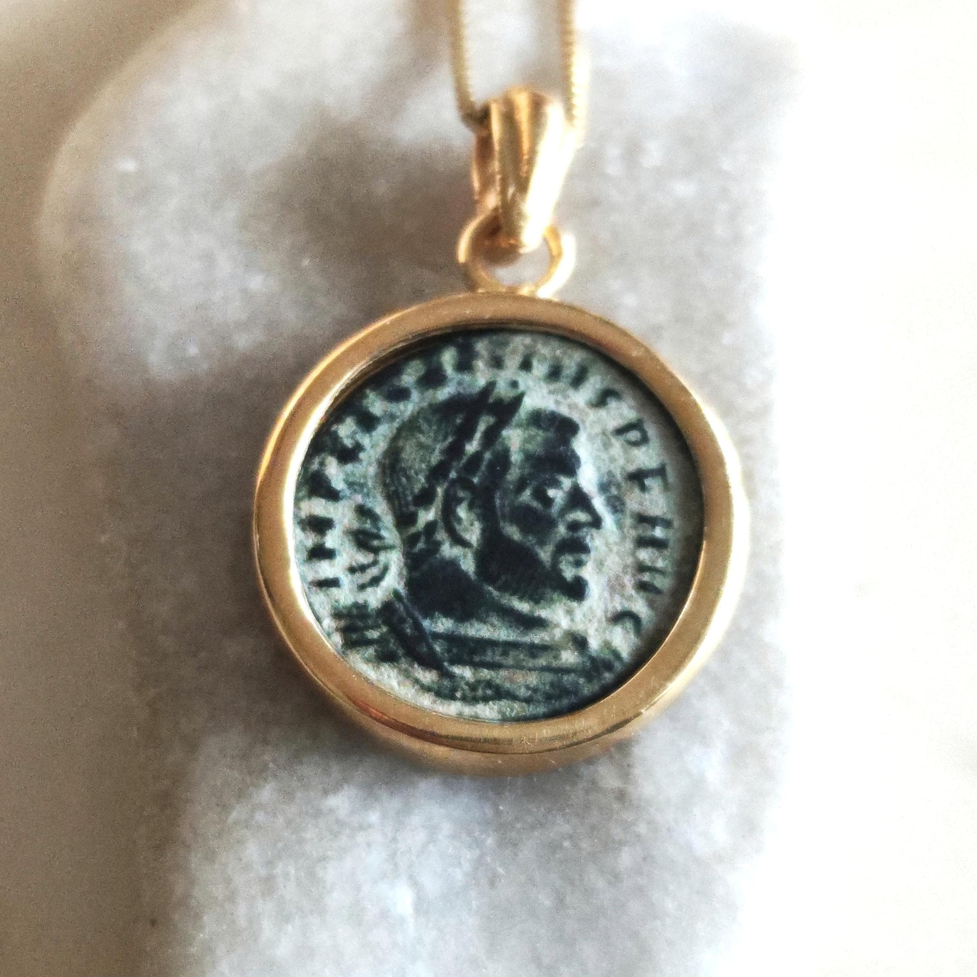 Ancient Roman Coin Necklace: Emperor Licinius 4th Century, Gold Plated Medallion Pendant Barr Designs