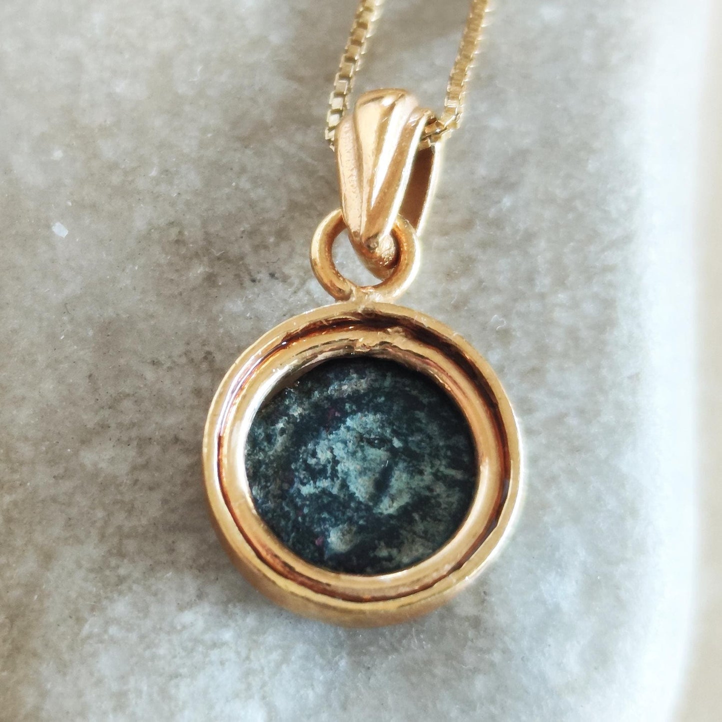 Mark 12:41 Widow's Mite Coin Necklace, Genuine Biblical Coin Gold Plated Small Pendant, Antique Real Jesus Ancient Coin, Christian Jewelry