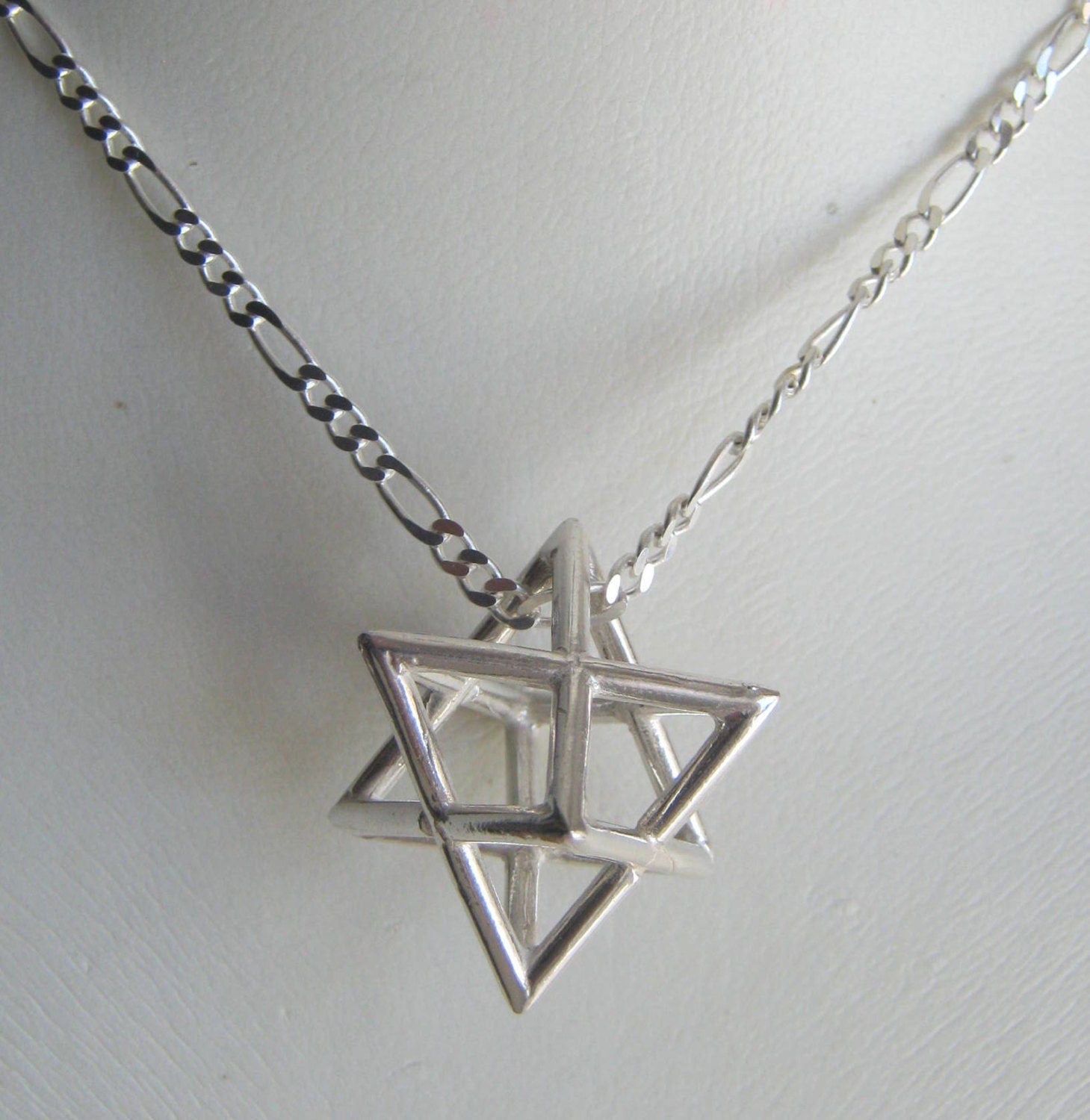 Sterling Silver XL Merkaba Necklace: Kabbalah Sacred Geometry Pendant Barr Designs