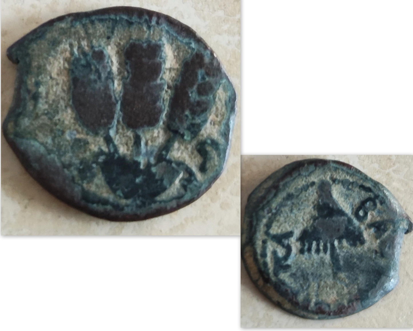 Ancient Roman Coin Gold Plated Necklace, King Herod Agrippa Bronze Coin, Vintage Coin Medallion, Jewish Judea Pendant, Women Coin Necklace