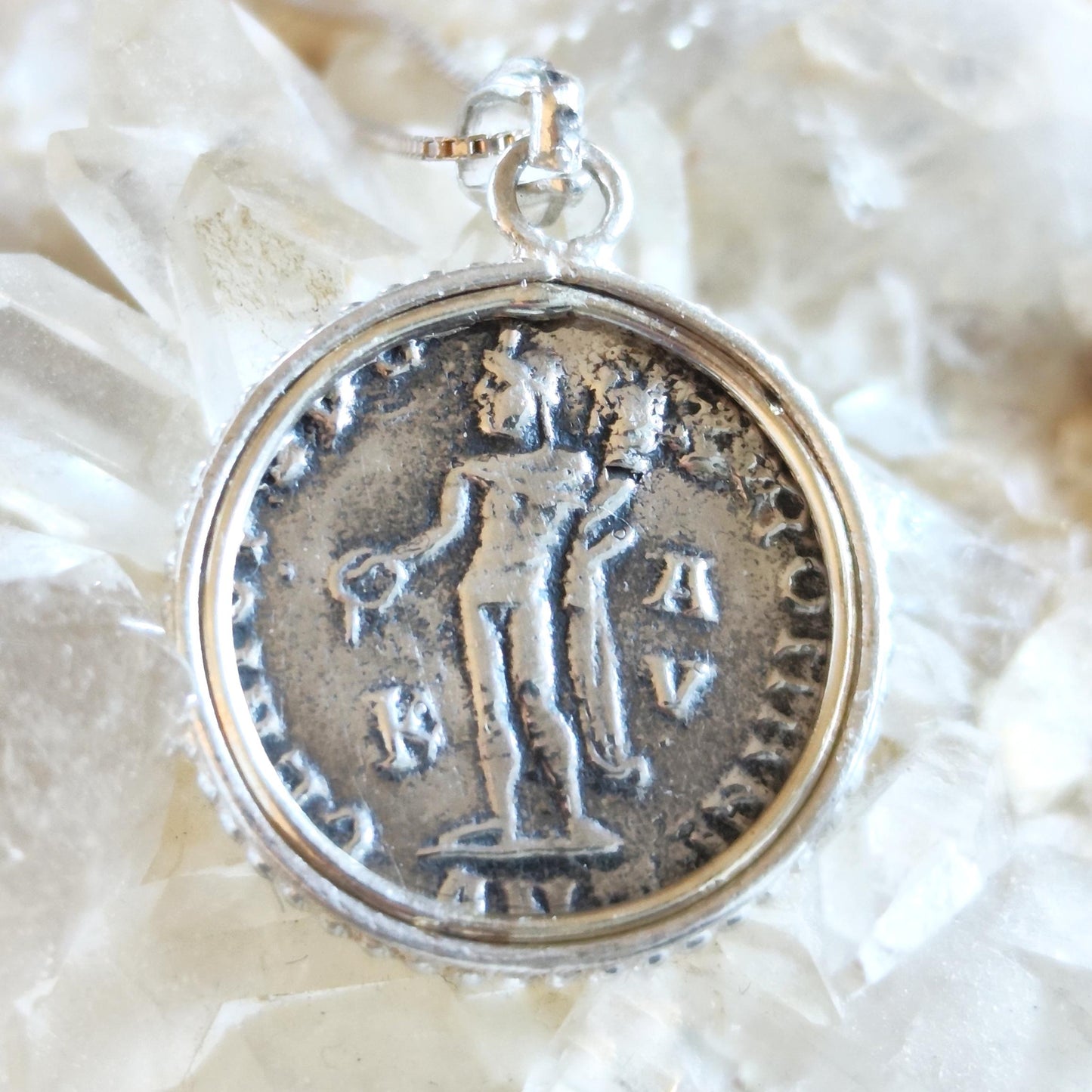Silver Coin Necklace for Men: Roman Emperor Diocletian Replica Coin Pendant Barr Designs