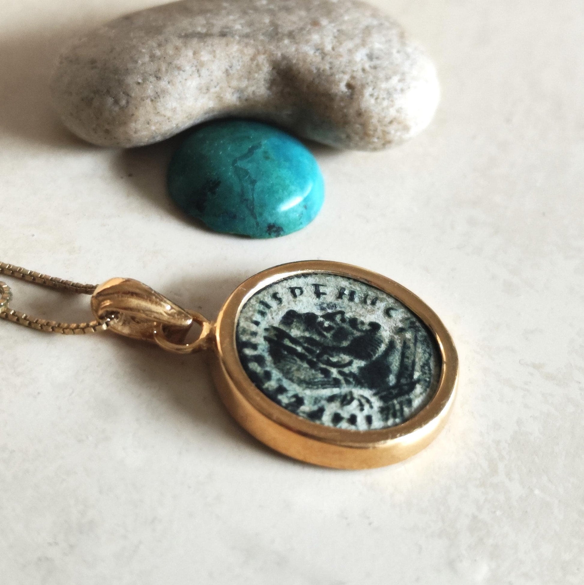 Ancient Roman Coin Necklace: Emperor Licinius 4th Century, Gold Plated Medallion Pendant Barr Designs