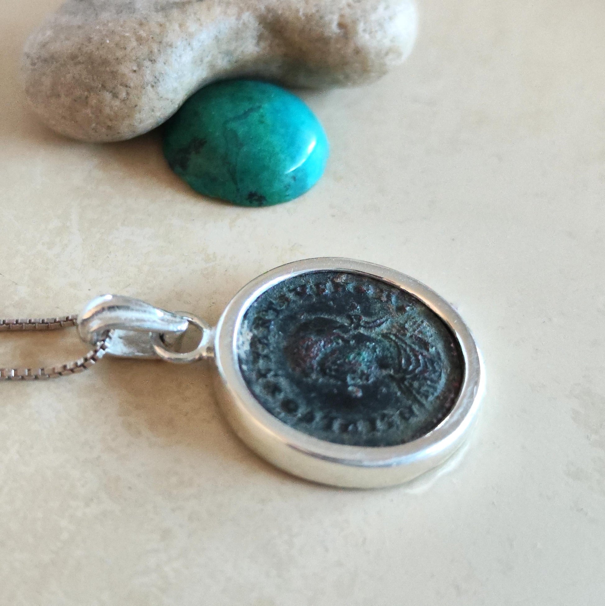 Antique Roman Coin Necklace: Emperor Constantius II, Sterling Silver Pendant Barr Designs