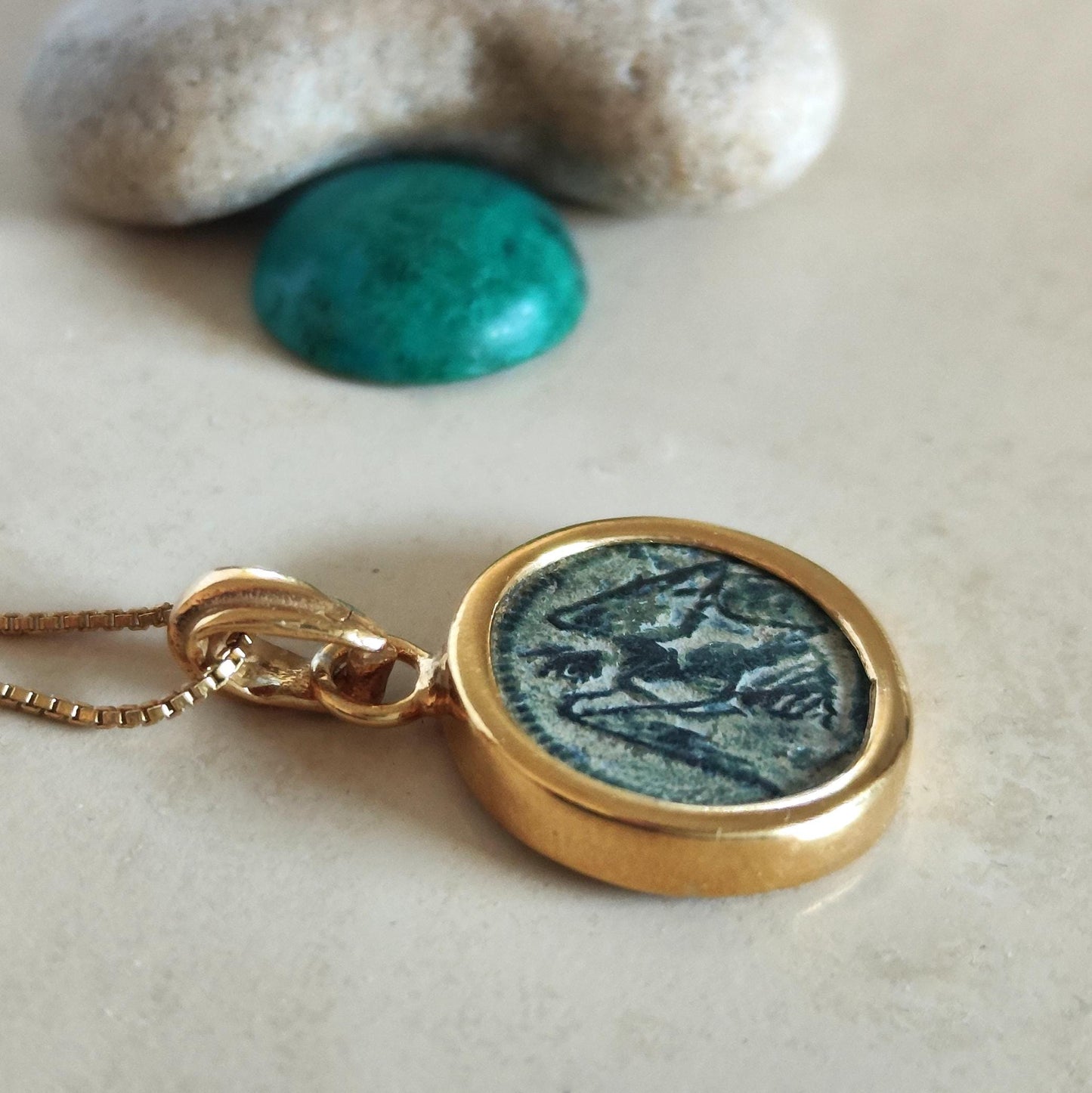 Antique Constantine the Great Coin Pendant, Roman Winged Goddess Coin Necklace, Ancient Christian Medallion Gift