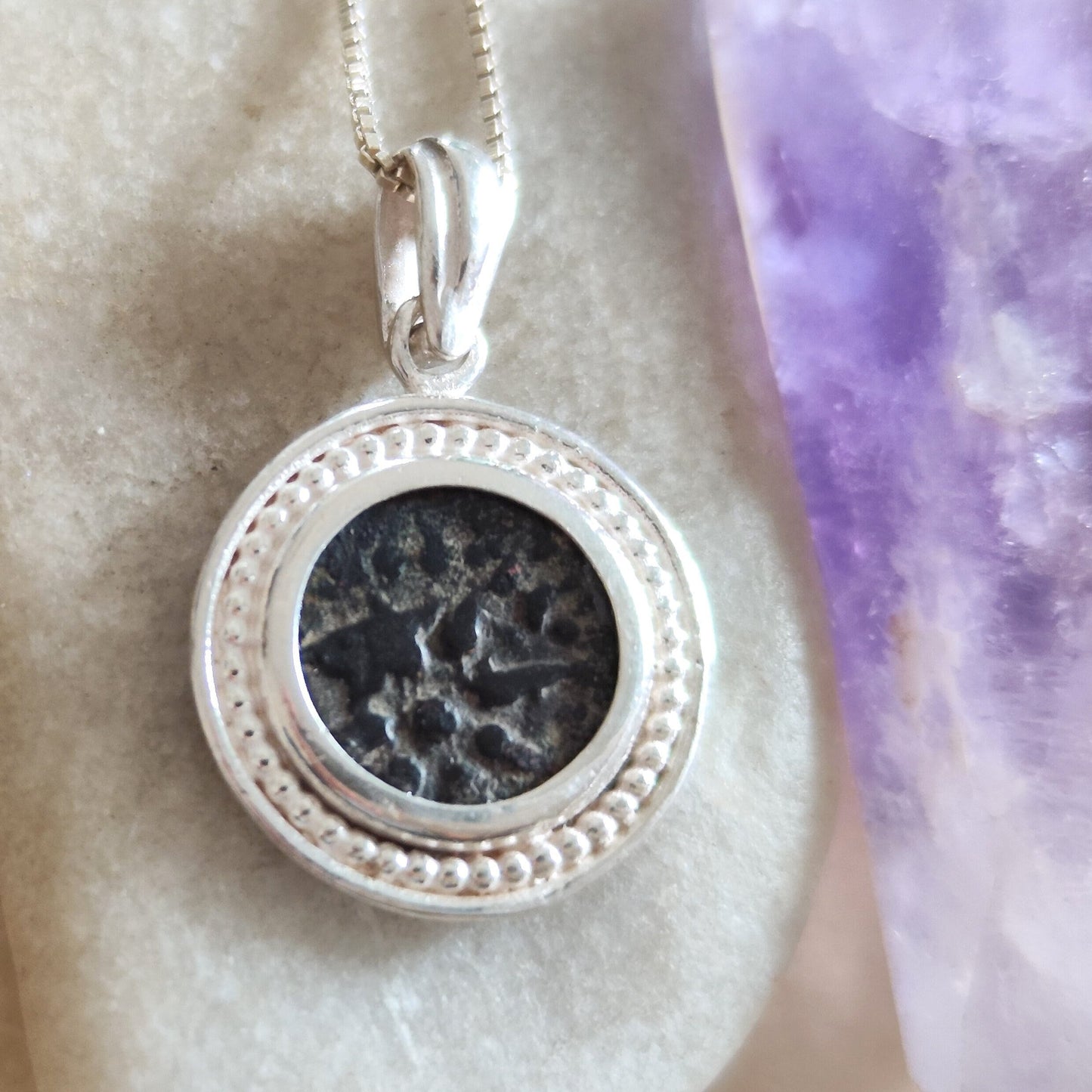 Authentic Ancient Pendant, Widow's Mite Pendant, Coin Necklace, Medallion Necklace, Vintage Coin Pendant, Christian Coin Gift, Widow Gift