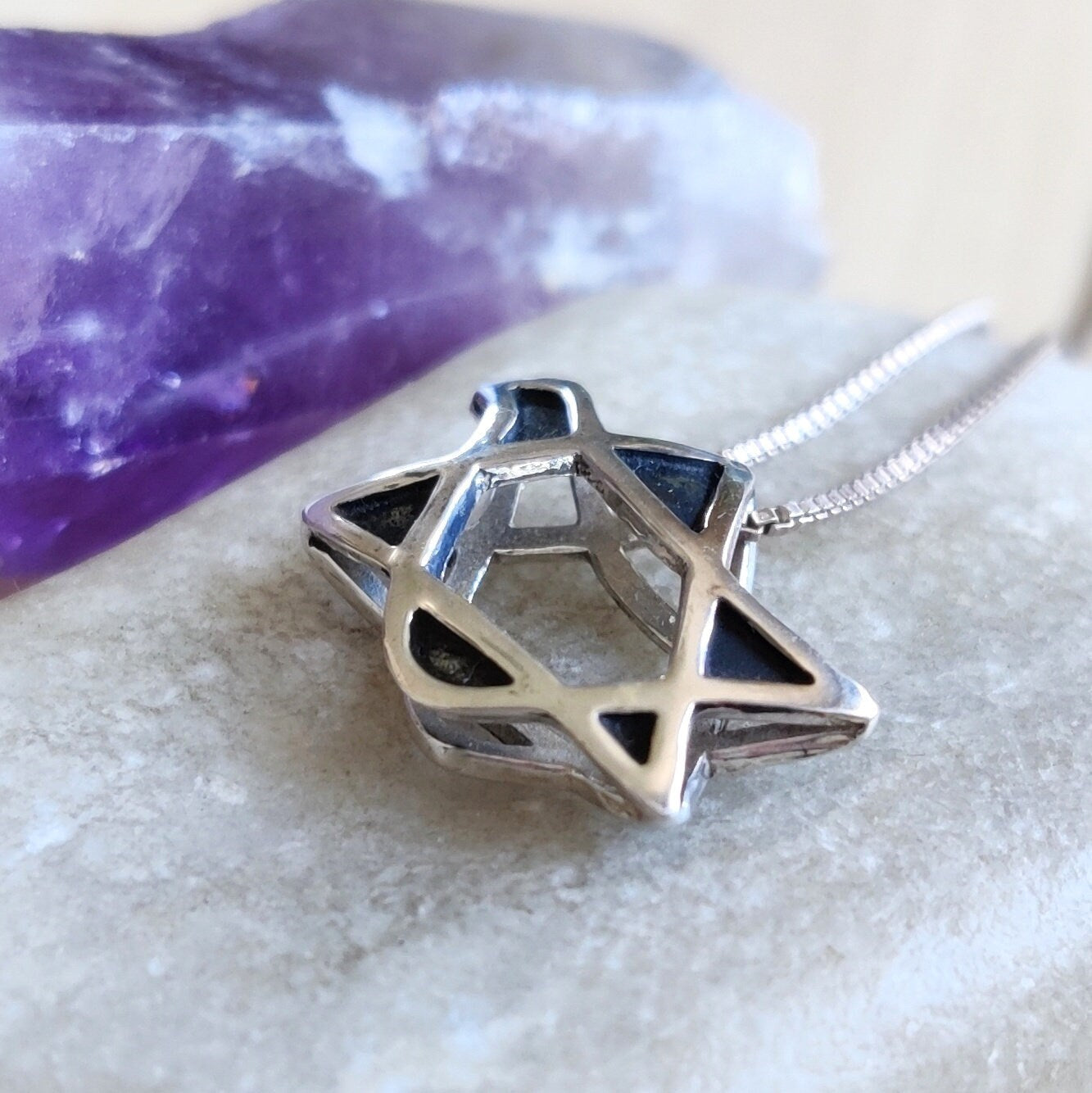 3D Sterling Silver Star of David Necklace: Peace Dove Pendant Barr Designs