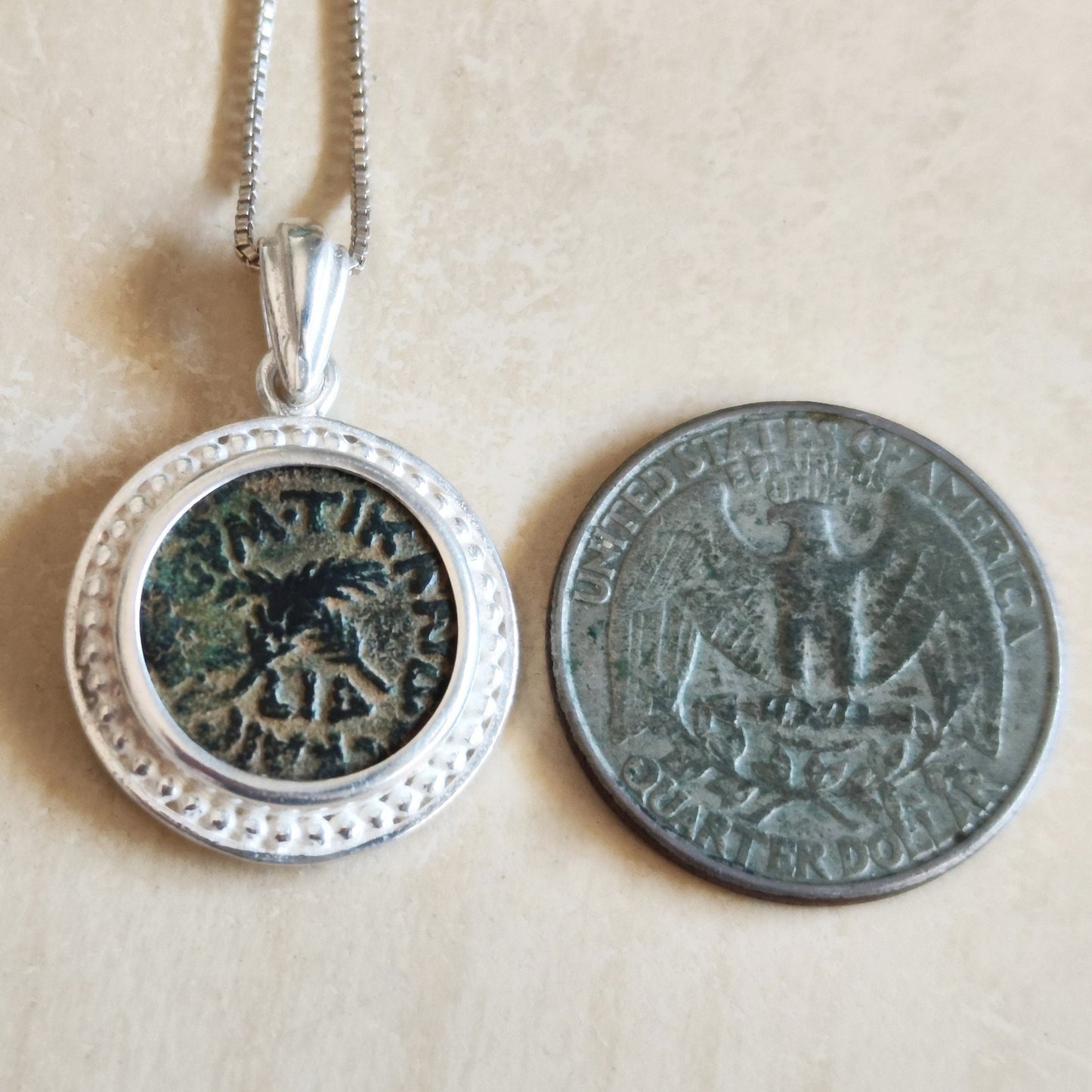 Antique Roman Provincial coin silver necklace, Procurator Antonius Felix Medallion, Ancient Emperor Claudius Coin Jewelry,  History Necklace