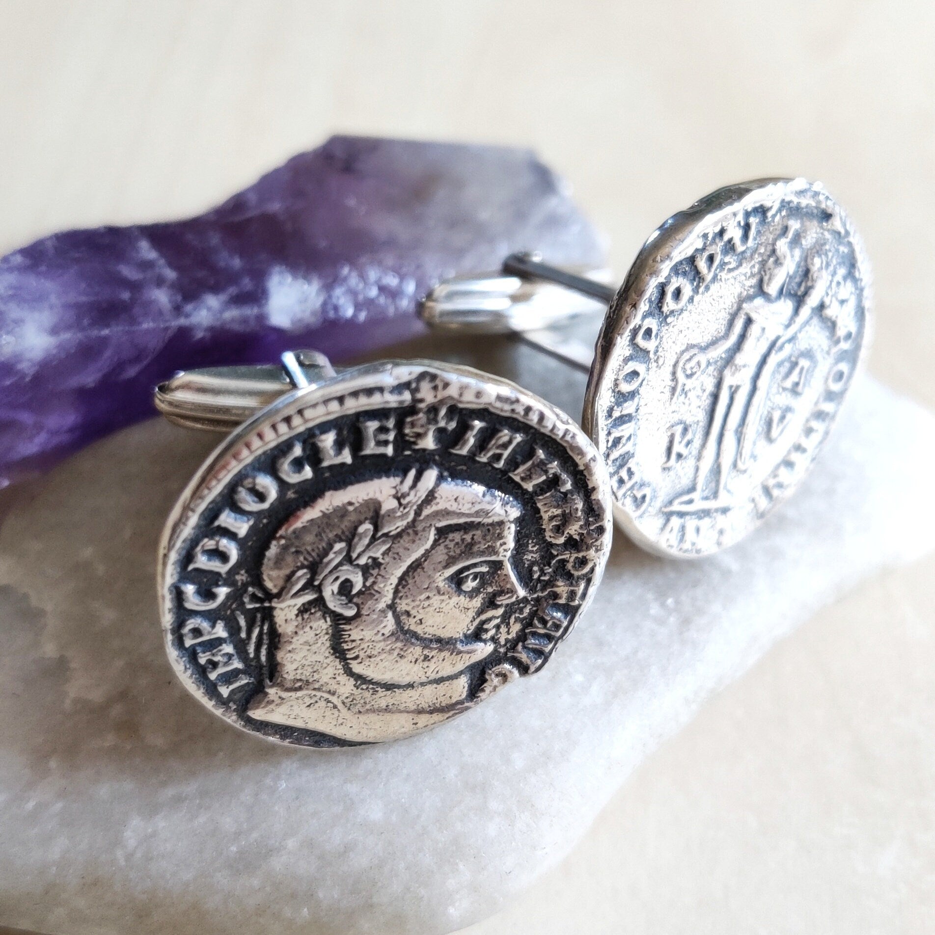 Sterling Silver Roman Emperor Diocletian Coin Cufflinks Barr Designs
