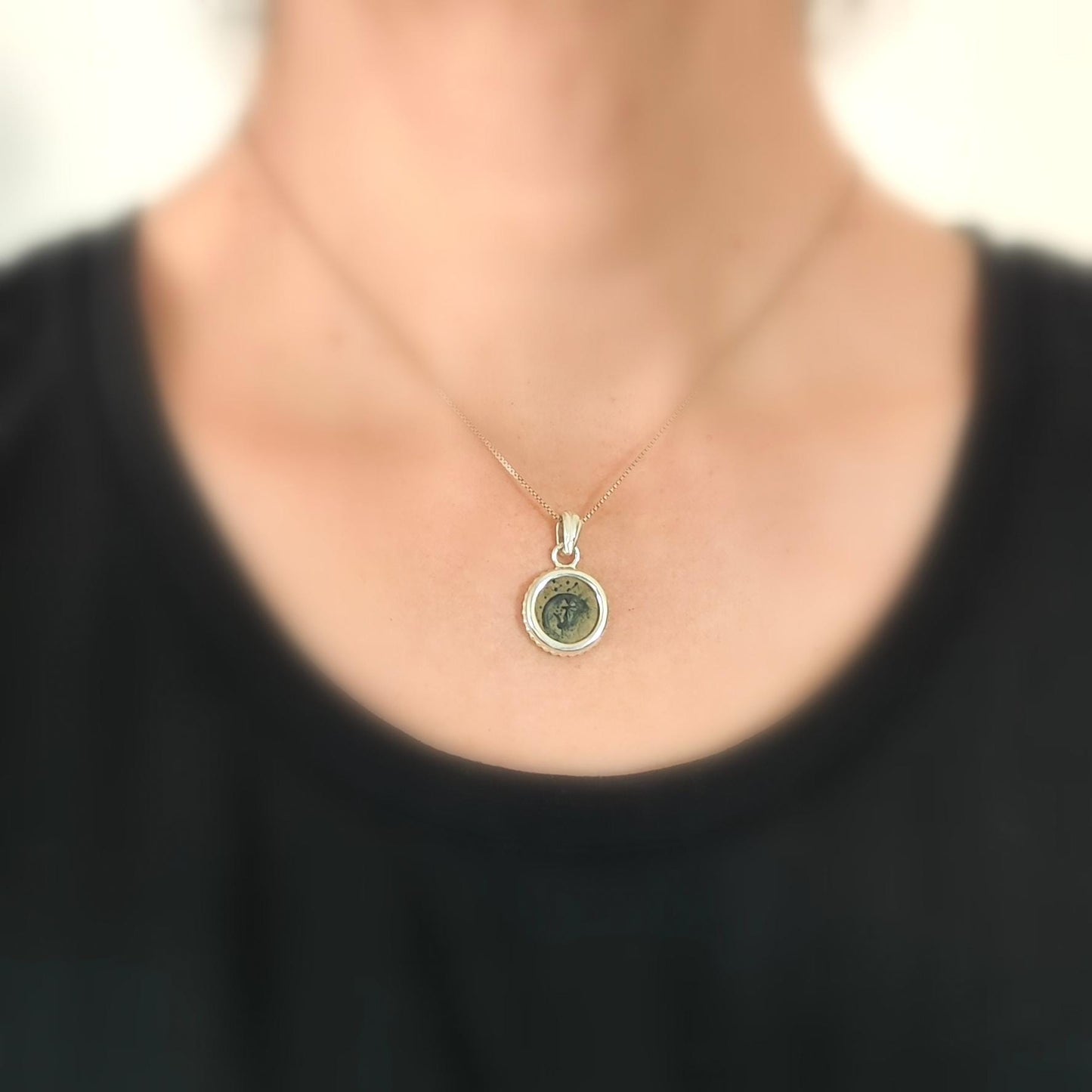 Jesus Time Coin Jewelry, Bible Mark 12:41 Widow Mite Necklace, Ancient Judean Coin Pendant for Christian