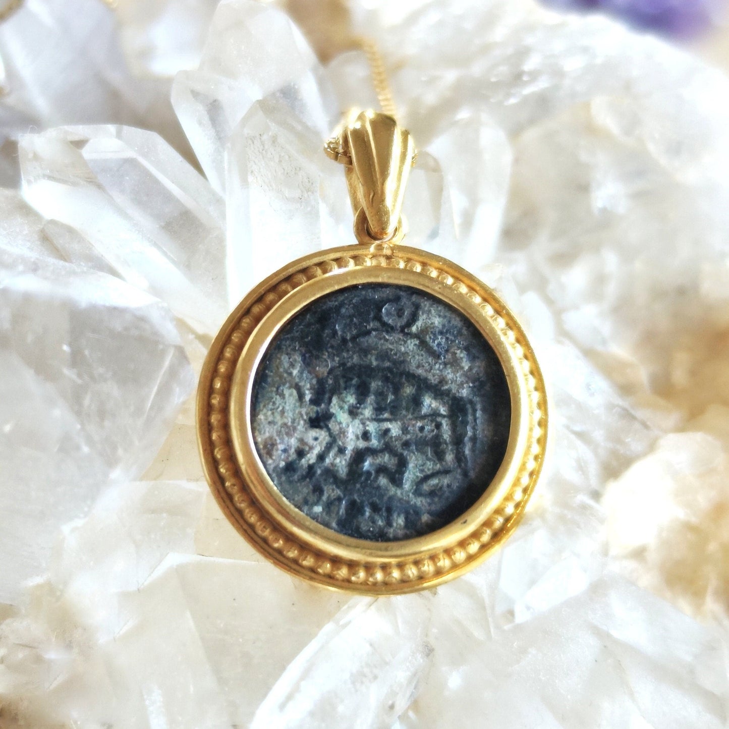 Genuine Roman Romulus & Remus coin necklace, Vintage Medallion, Antique Constantine She Wolf Bronze Coin Barr Designs