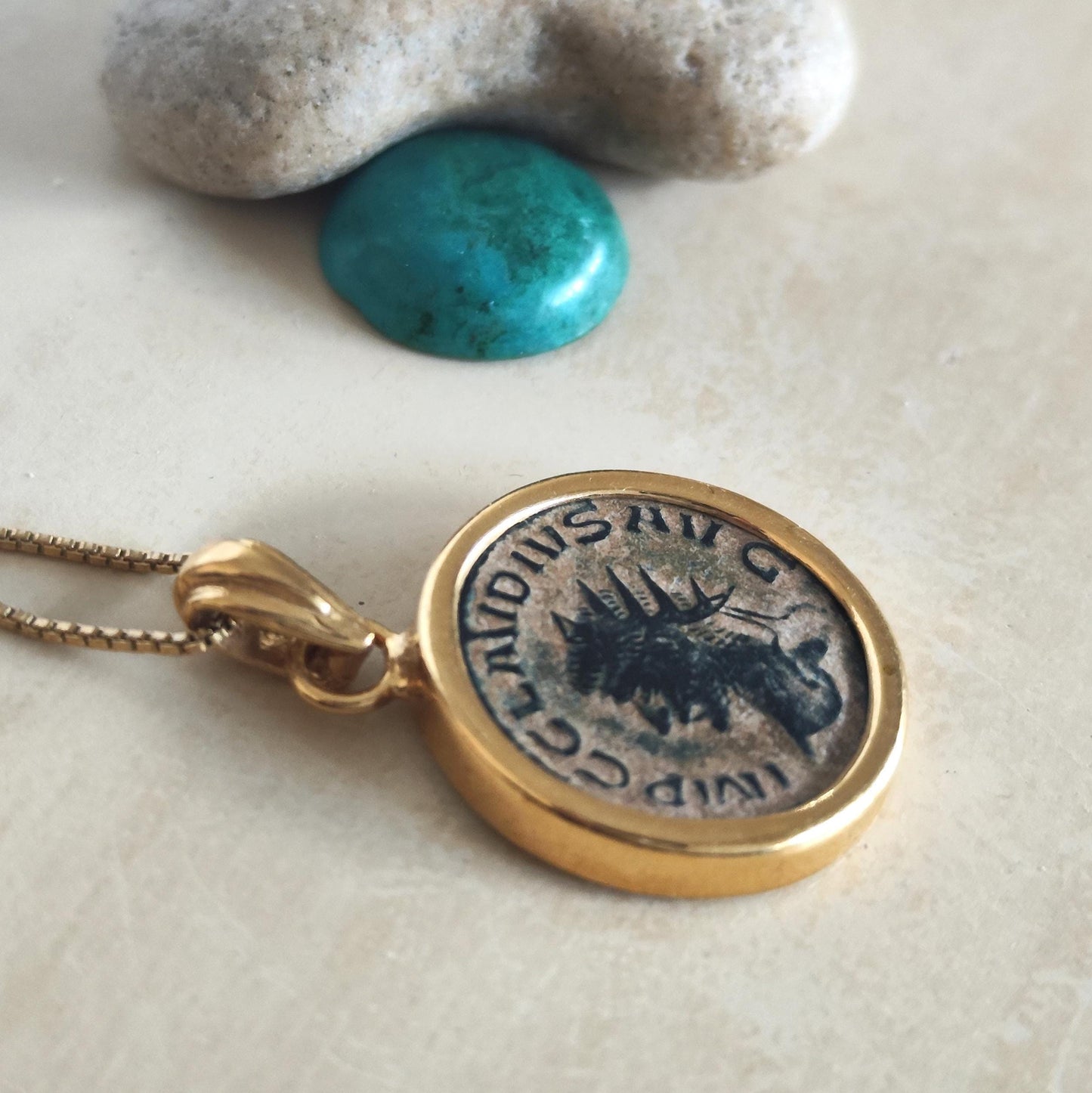 Emperor Claudius Roman Coin Necklace, Ancient Coin Pendant Medallion, Vintage Gift Idea, History Lover Jewelry