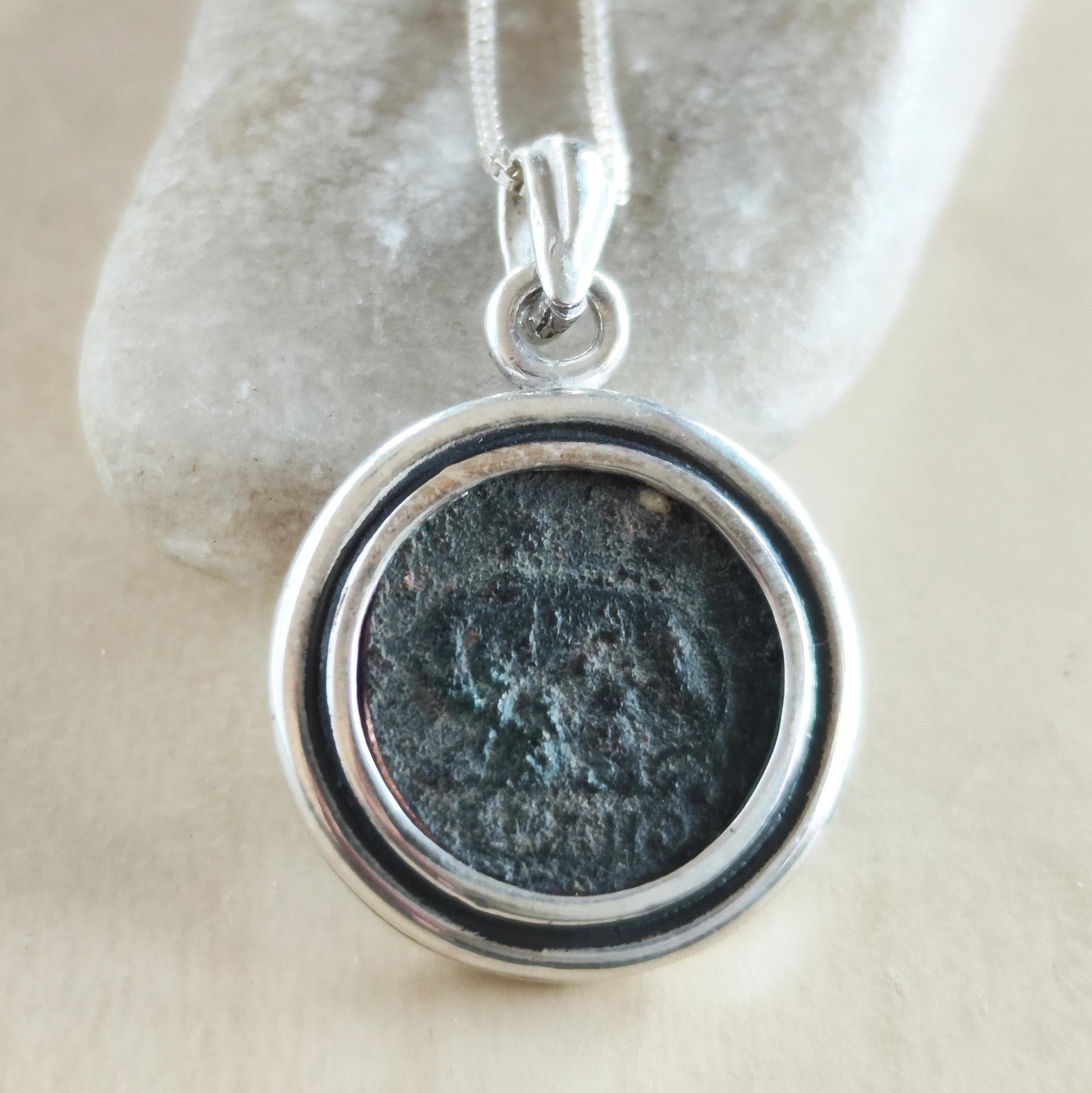 Romulus & Remus Roman Coin Pendant: Sterling Silver, Authentic Ancient Constantine Coin Barr Designs