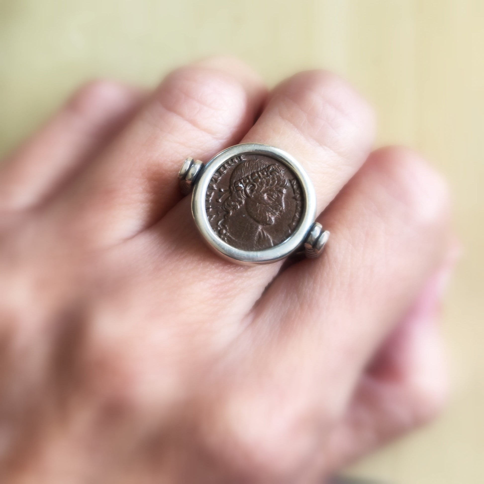 Ancient Roman Coin Sterling Silver Flip Ring: Constantine Era, Size 8 Barr Designs