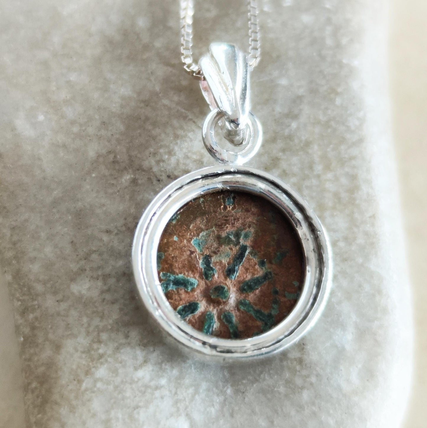 Christian Artifact Silver Pendant for Men, Ancient Judean Widow’s Mite Necklace, Jesus Poor Widow Story Jewelry