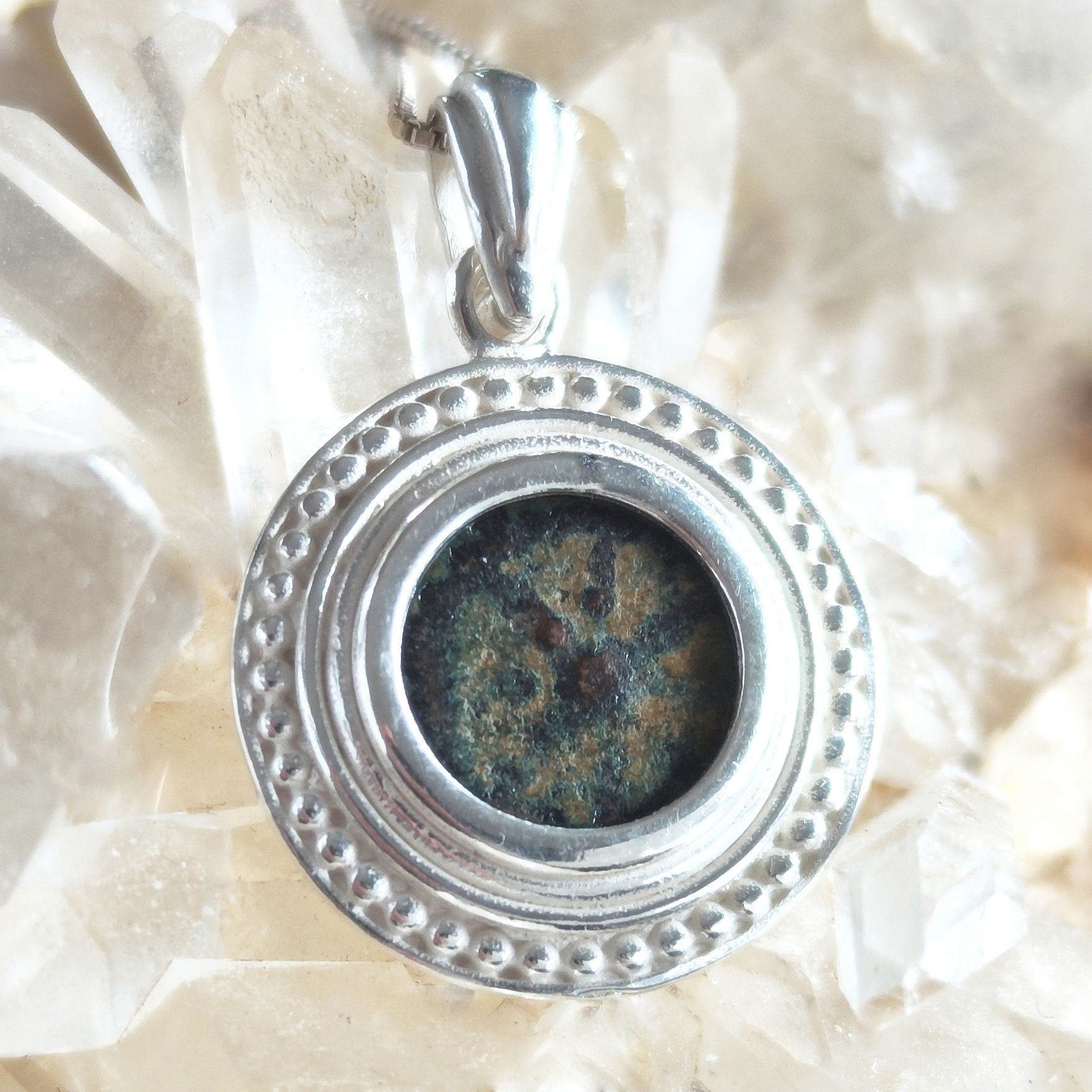 Genuine Widow's Mite Pendant, Ancient Coin Silver Necklace, Jesus Christian Jewelry Barr Designs